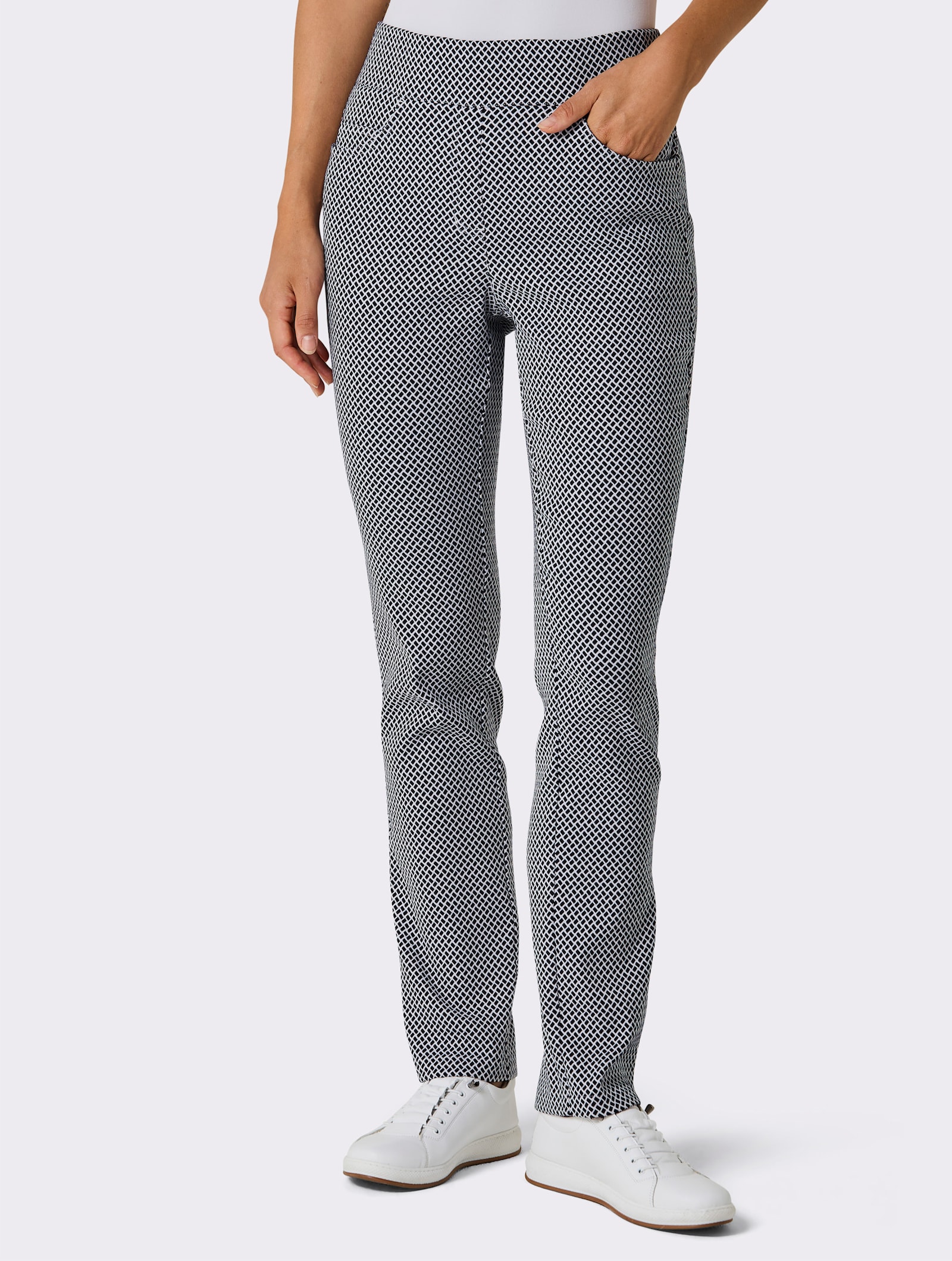 CREATION L PREMIUM Bengalinhose mit Dehnbund - marine-weiß-gemustert