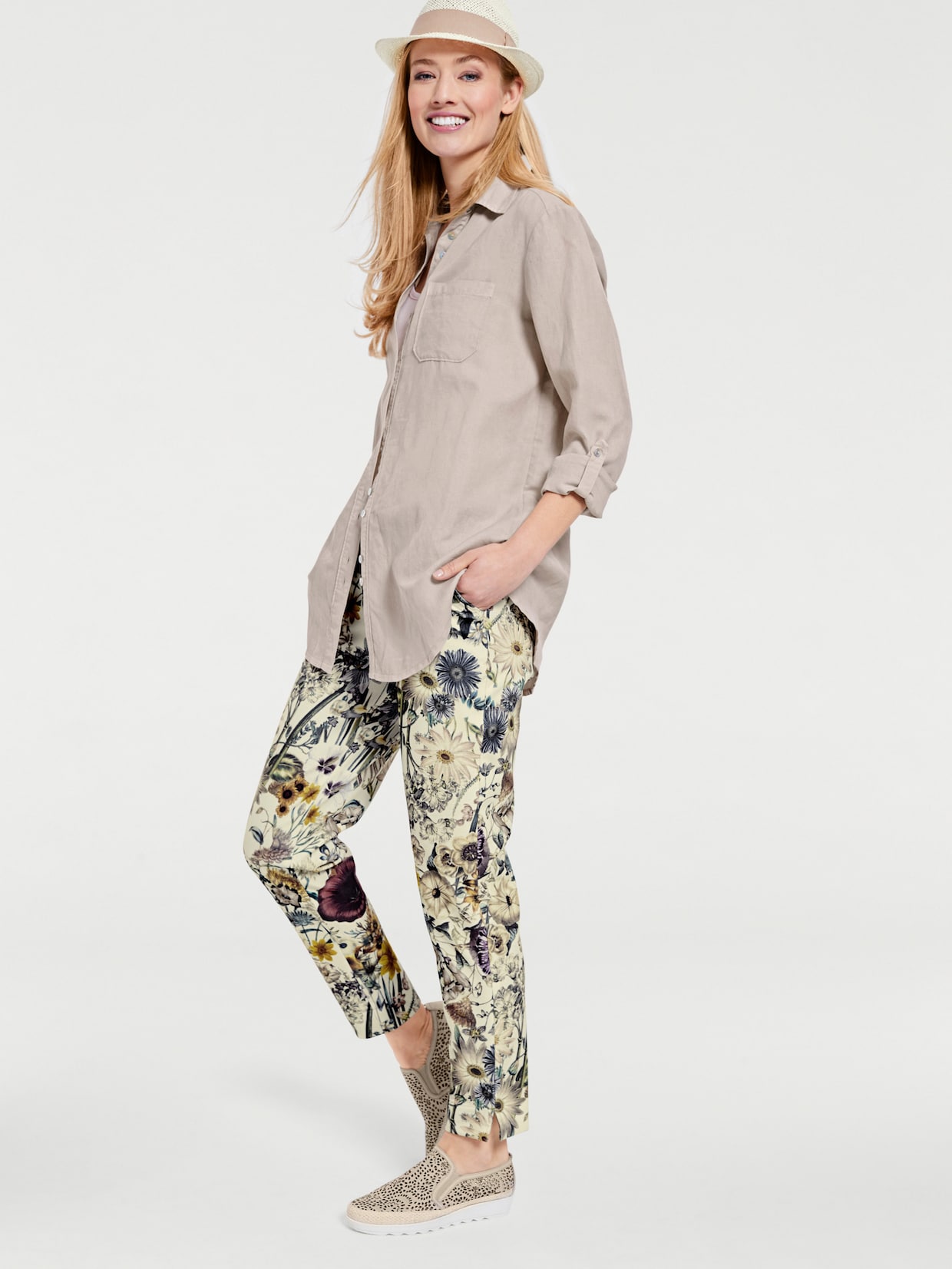 heine Bedrukte broek - bont