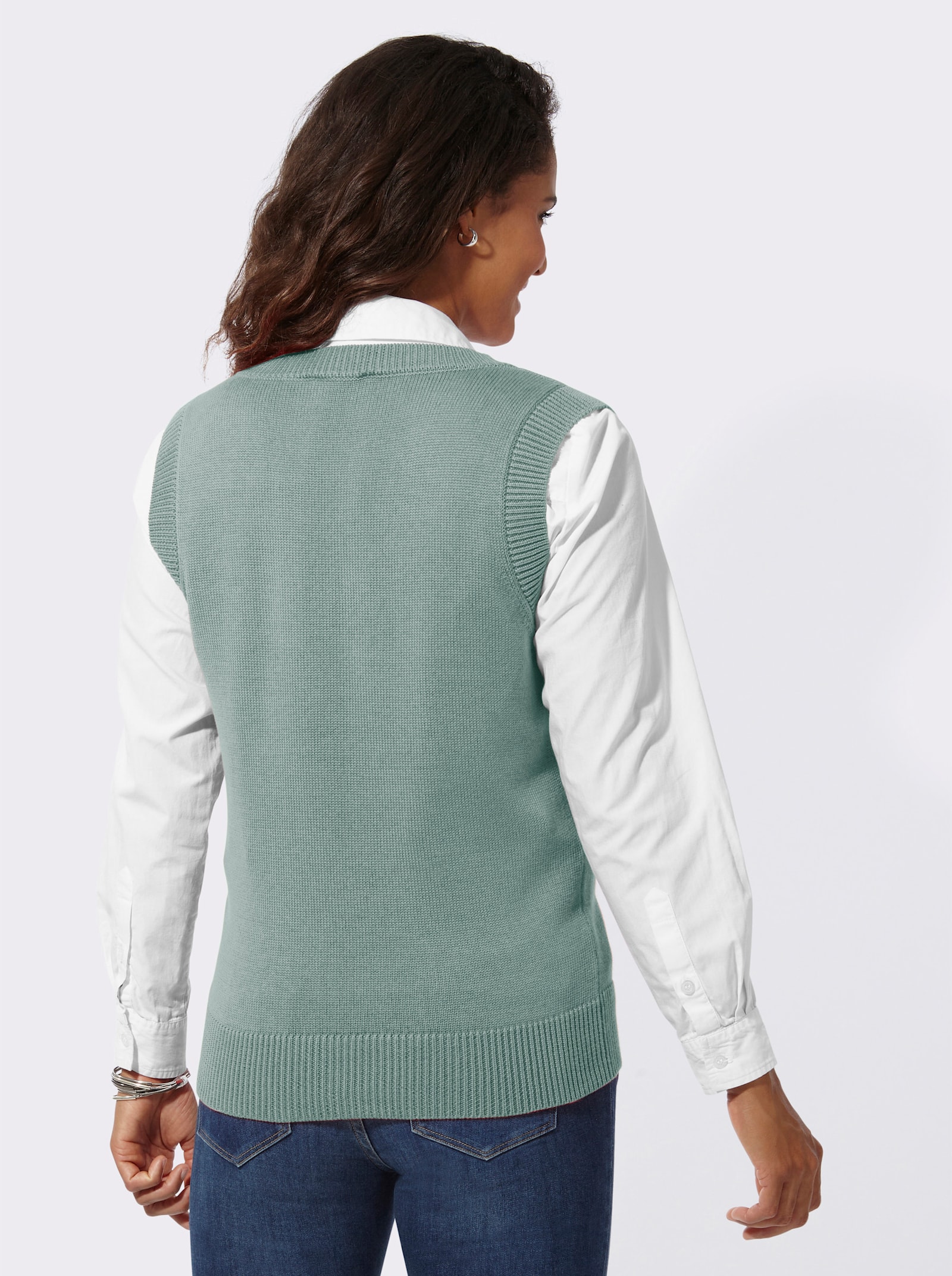 Pullunder mit Ripp-Abschlüssen - kalkmint