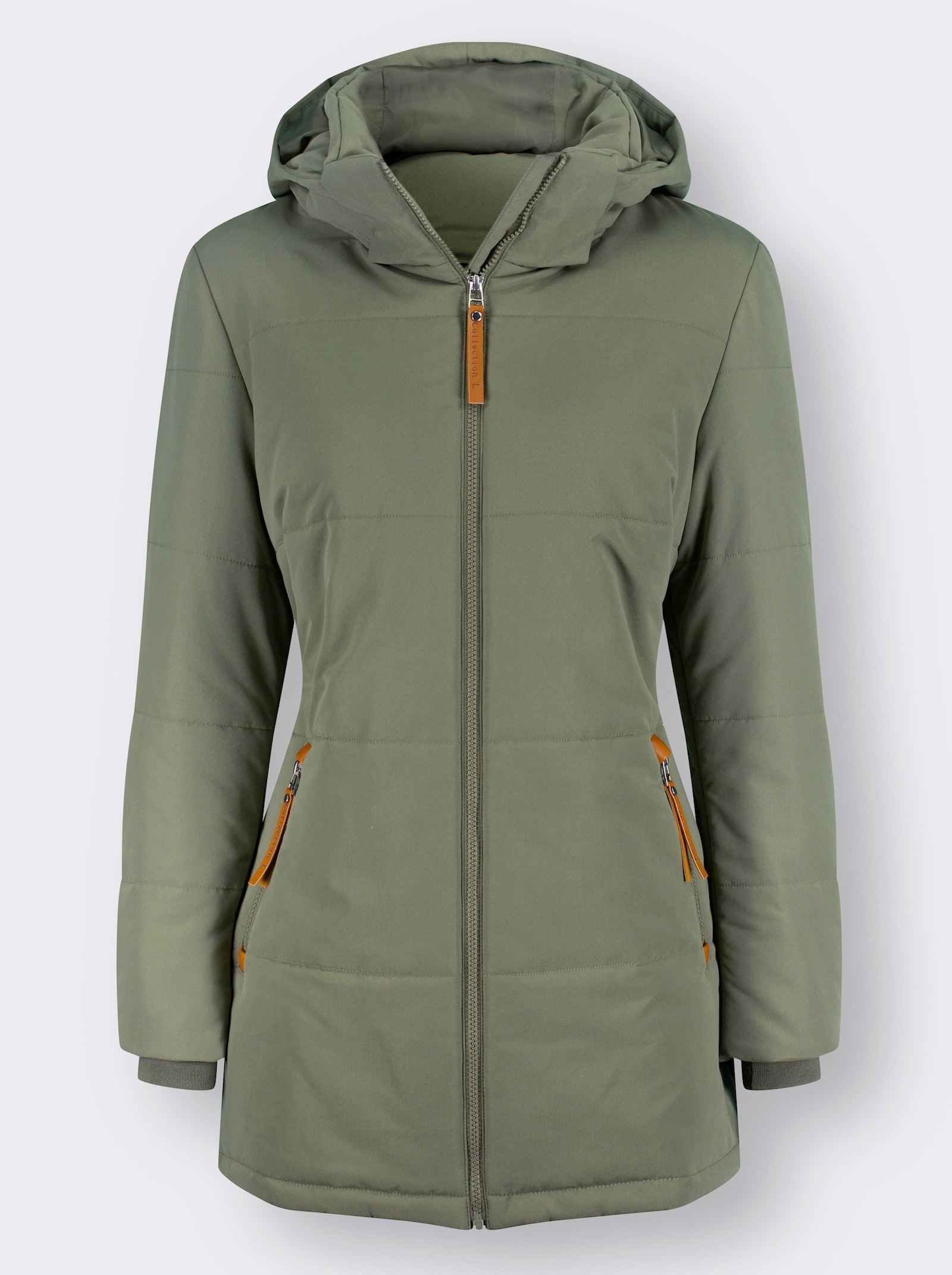 Outdoorjack met afneembare capuchon en jerseyboordjes - kaki