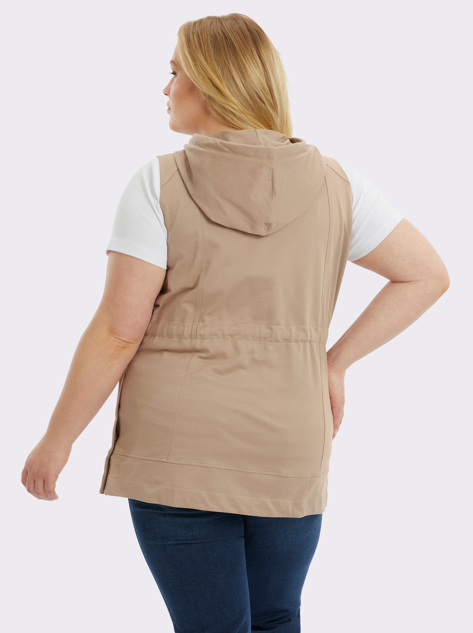 Longweste aus reiner Baumwolle - sesam