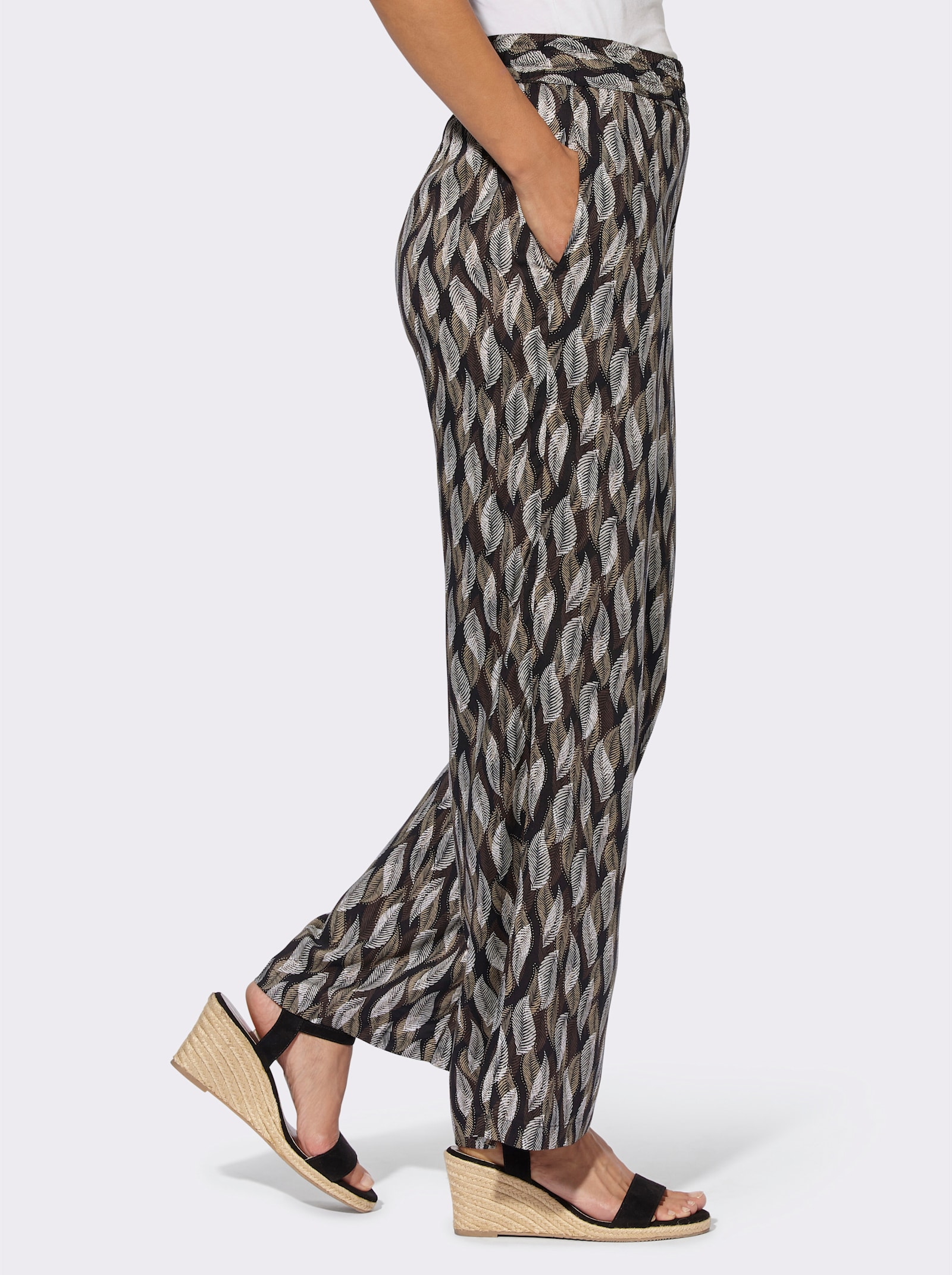 Druckhose in ECOVERO-Qualität - schwarz-sand-bedruckt