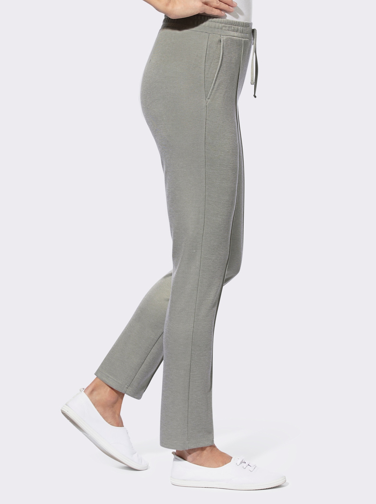 Comfortbroek - kaki/ecru gedessineerd