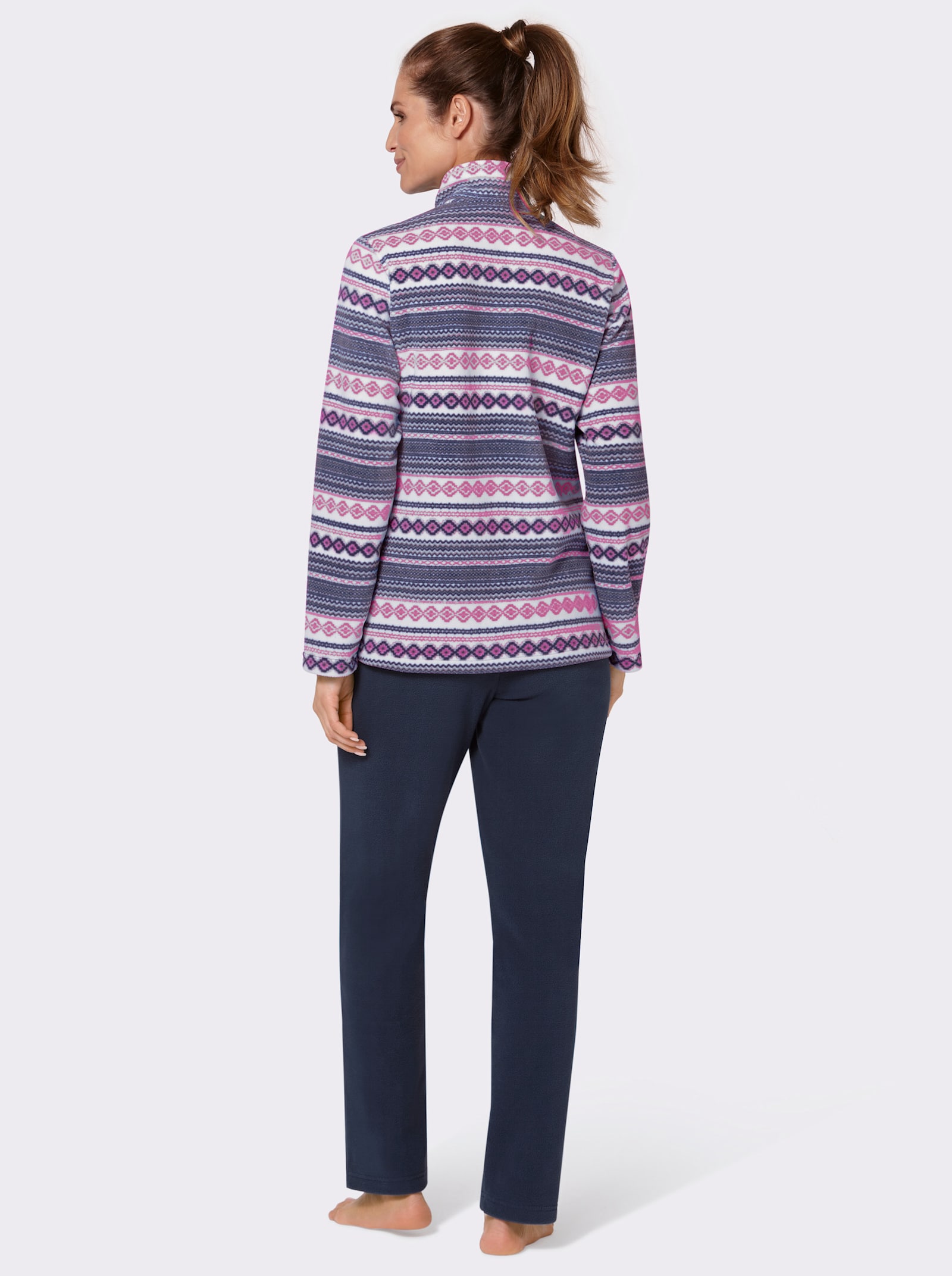 feel good Hausanzug mit 2 Reißverschluss-Taschen - marine-gemustert