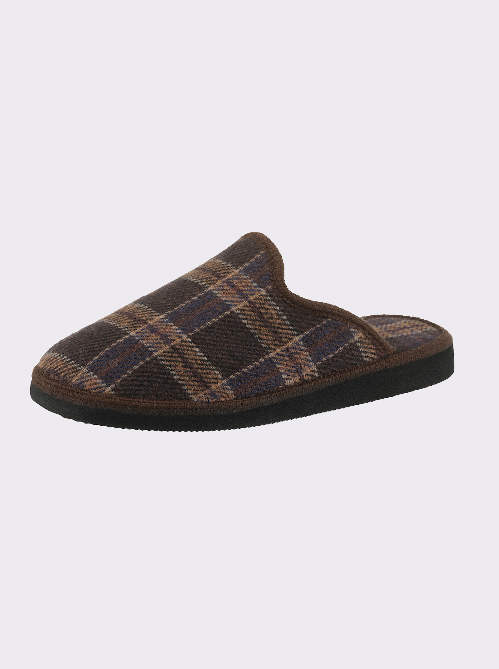 Pantoffel ungefüttert und leicht - braun-kariert