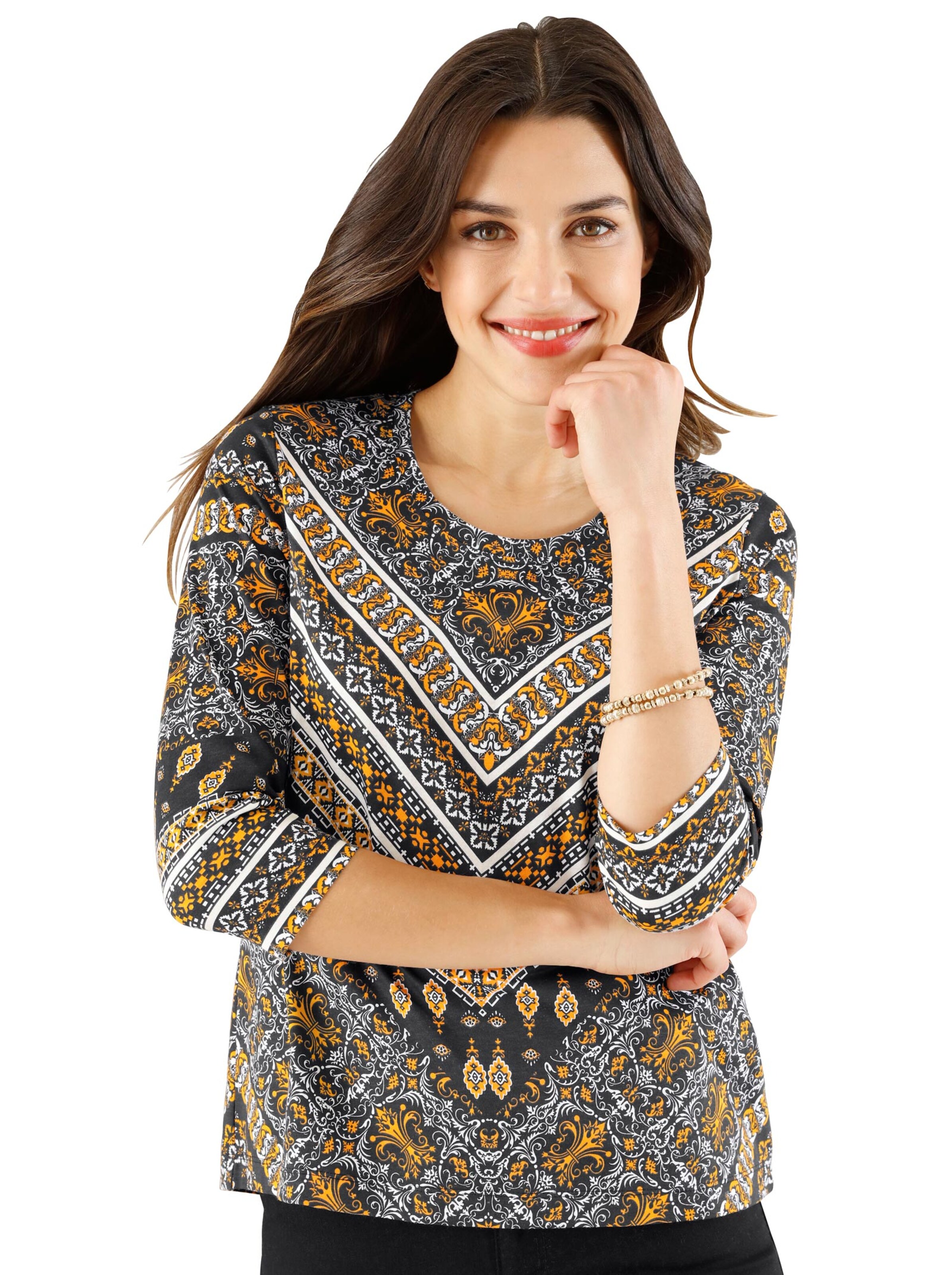 Shirt - schwarz-gelb-gemustert