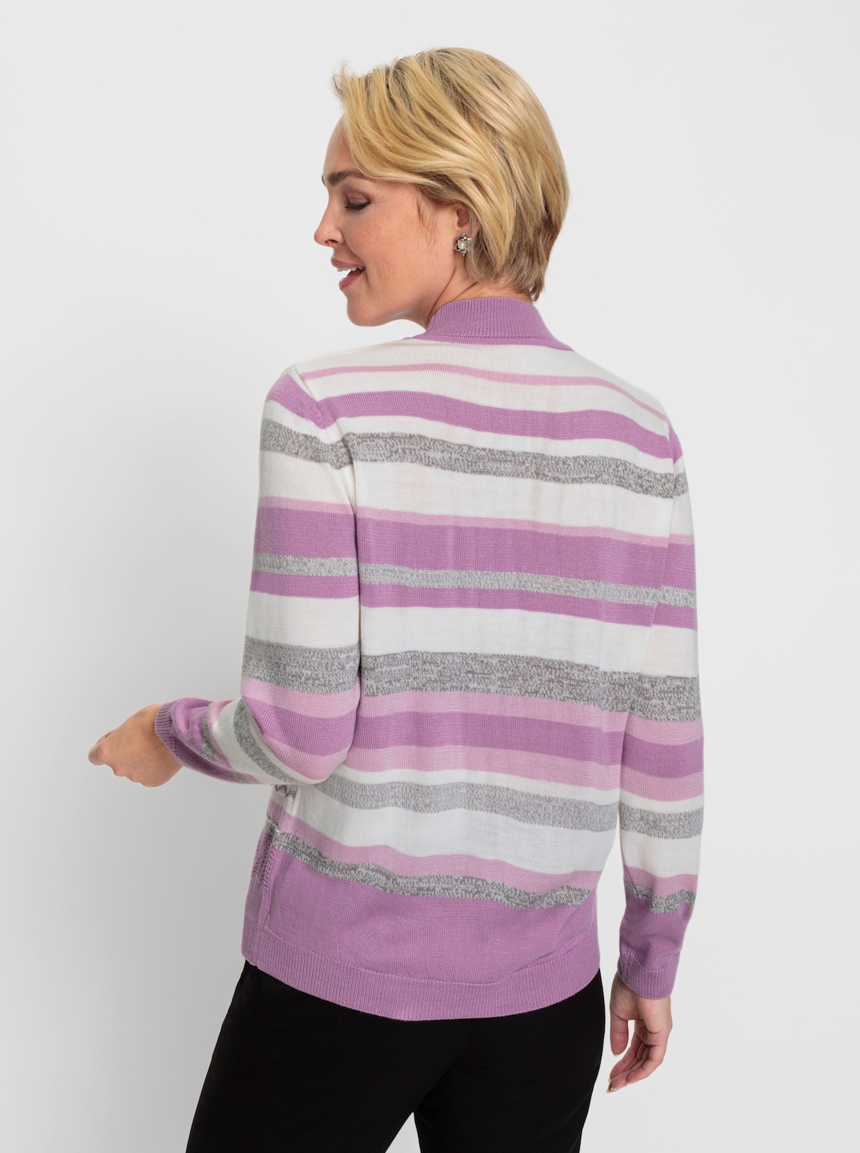 Pullover - orchidee-ecru-gemustert