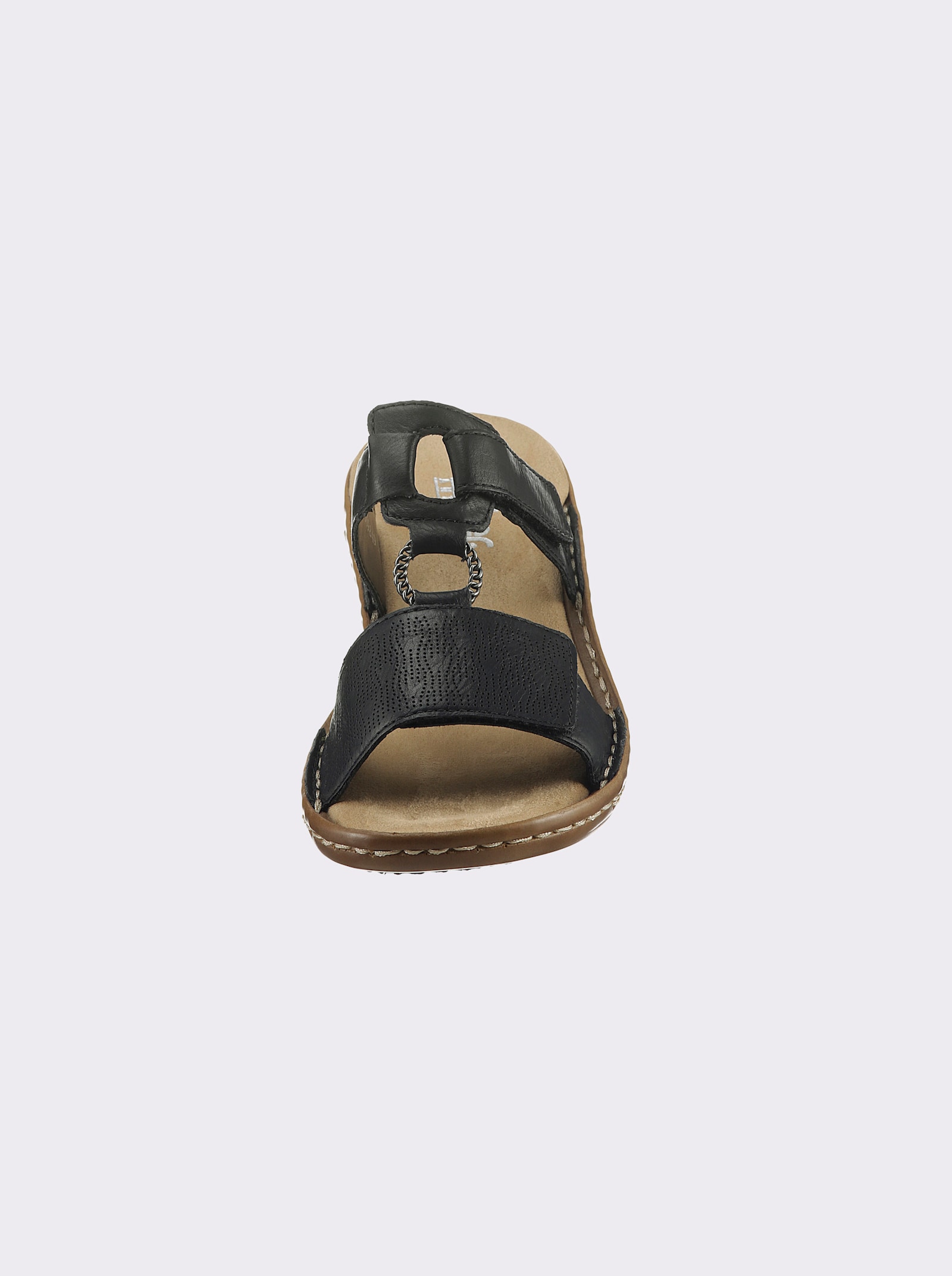 Rieker Pantolette mit doppeltem Klettverschluss - schwarz