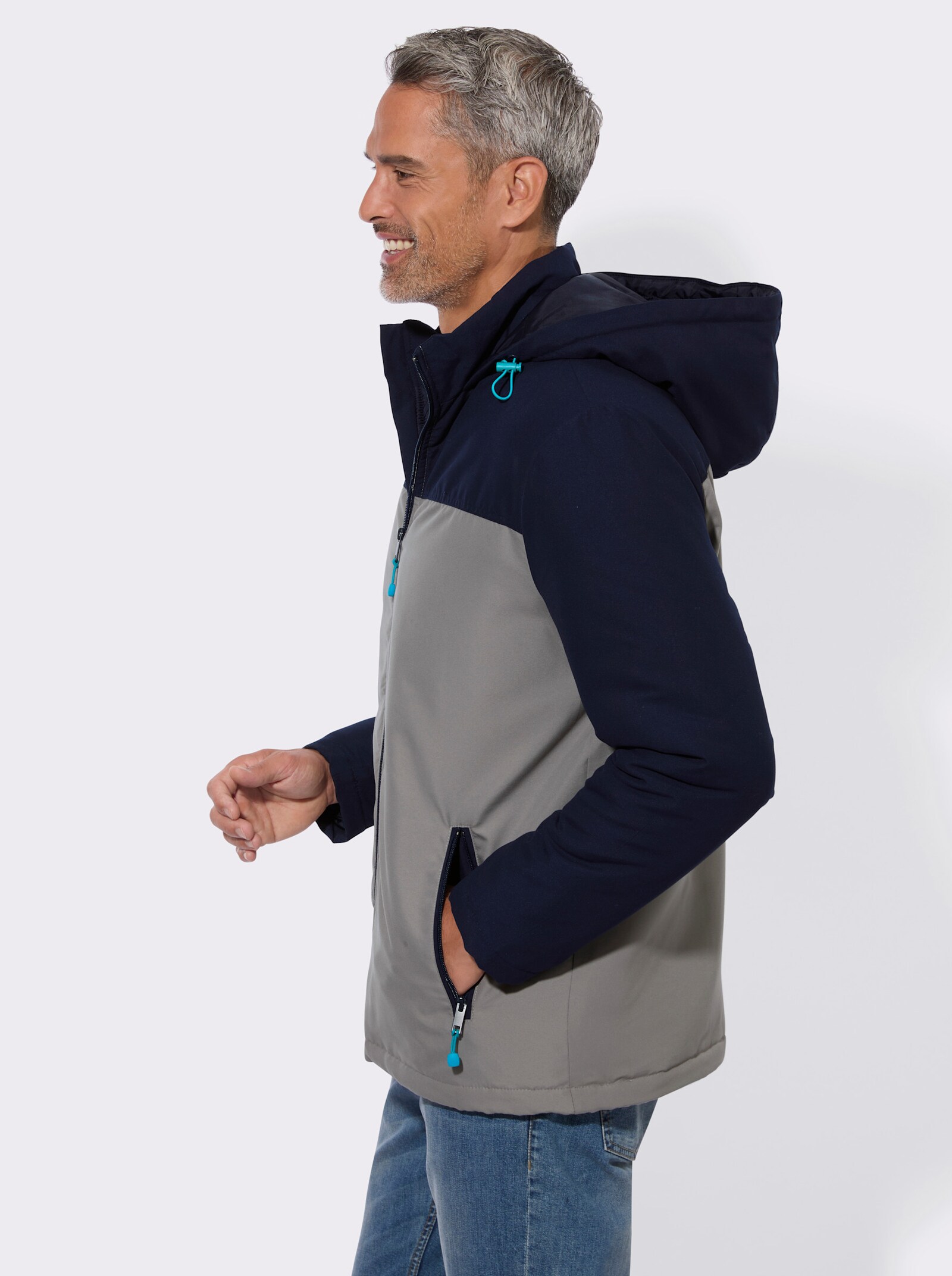 Outdoorjacke in atmungsaktiver Qualität - marine-grau