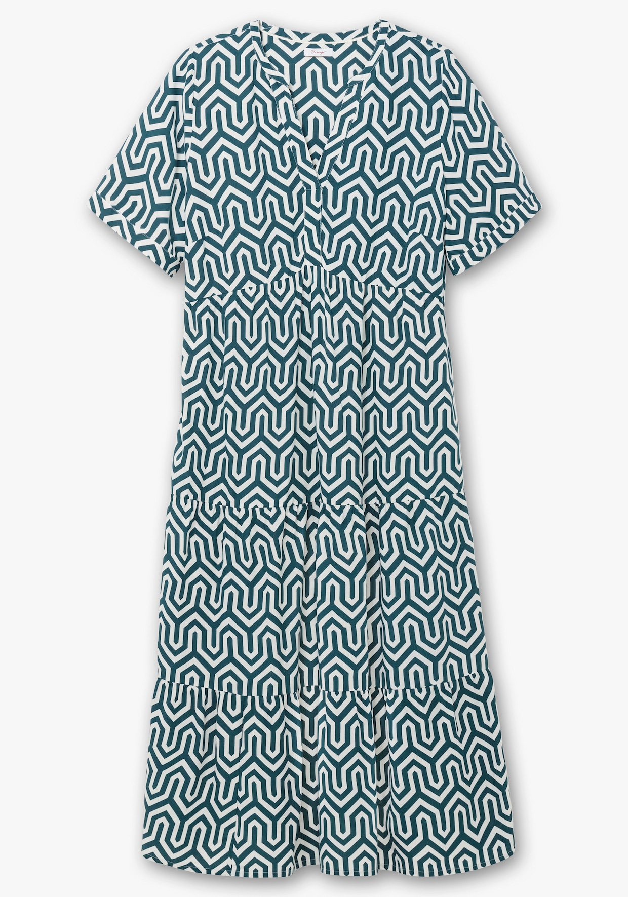 sheego Maxi-jurk - petrol gedessineerd