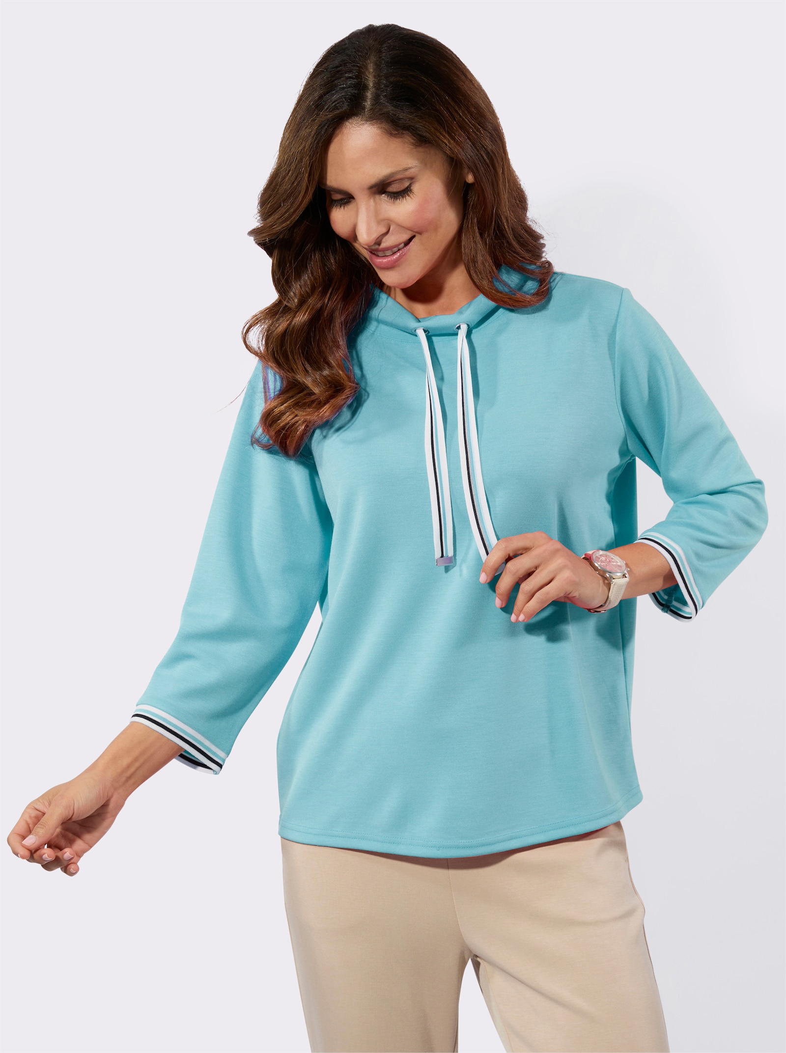 Stehkragenshirt in Super-Soft-Qualität - aquamarin