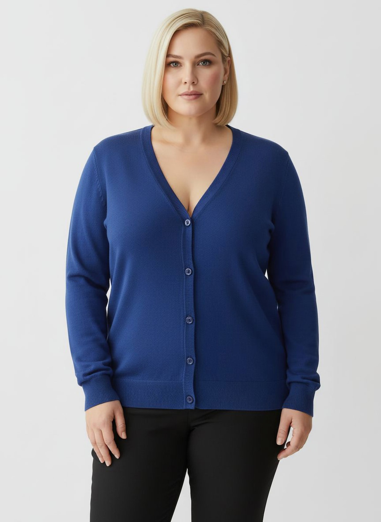 Strickjacke mit V-Ausschnitt - royalblau