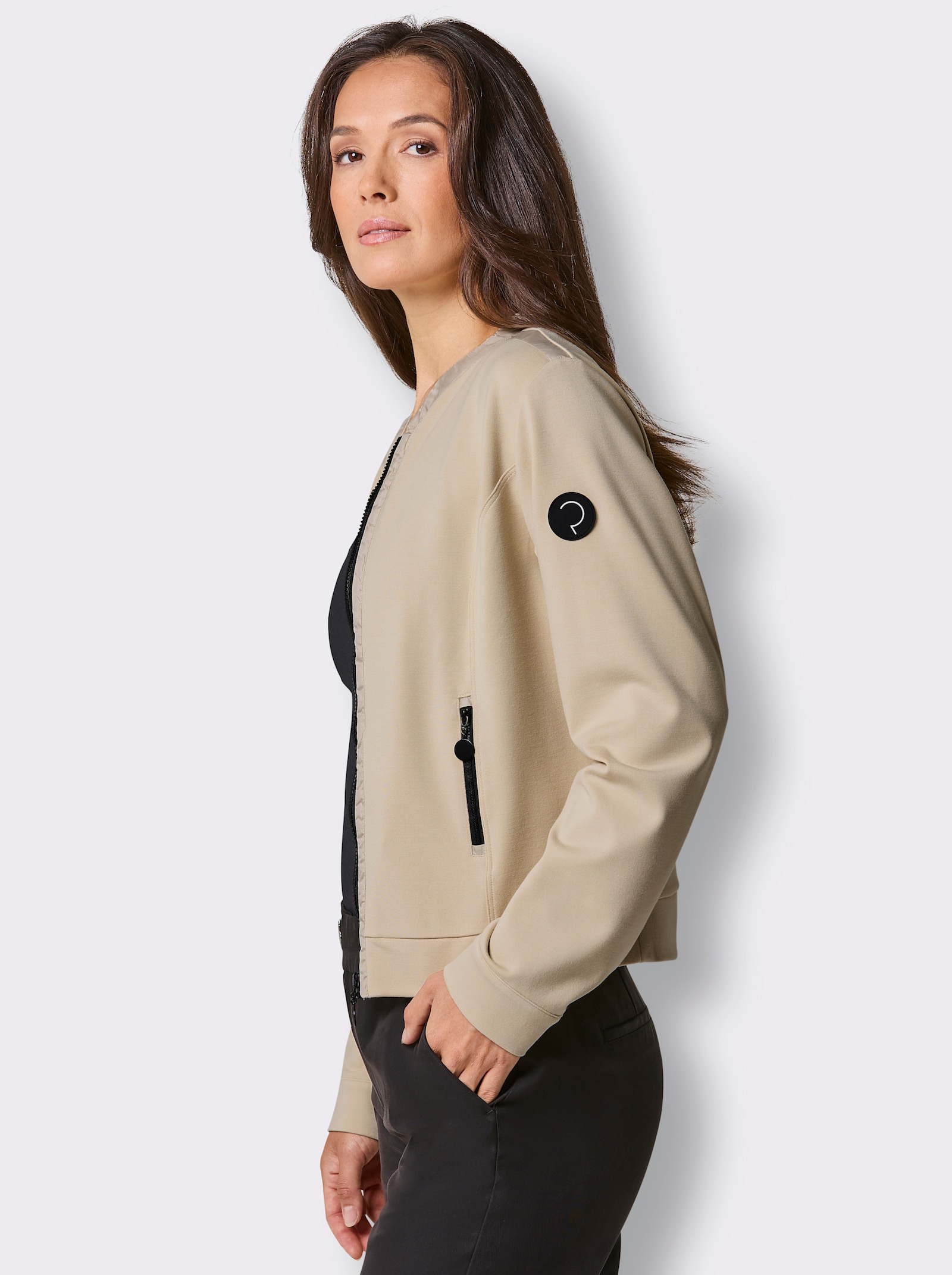 CREATION L PREMIUM Blouson-Blazer mit Glanz-Partien - sand