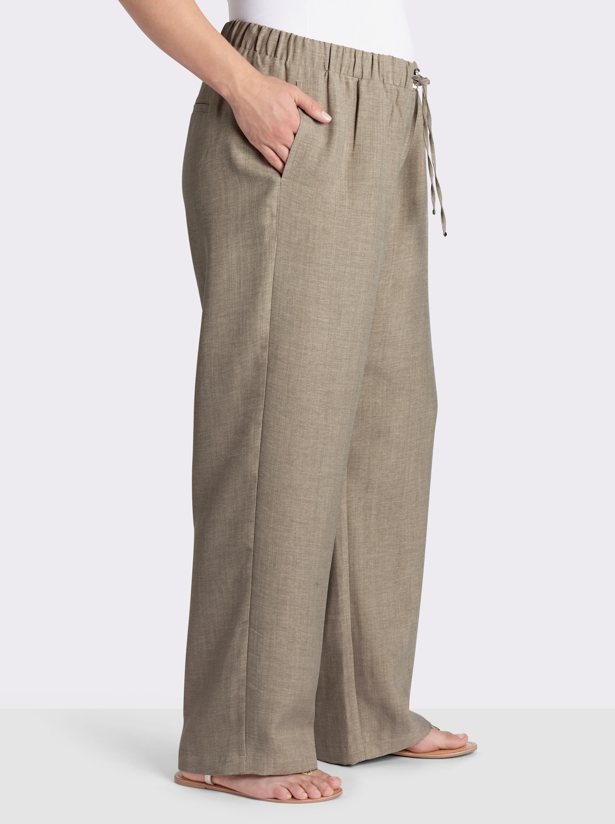 sheego Schlupfhose mit weitem Bein - schlamm-champagner-meliert