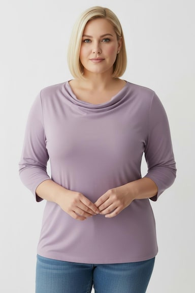 Wasserfallshirt mit 3/4-langen Ärmeln - lavendel