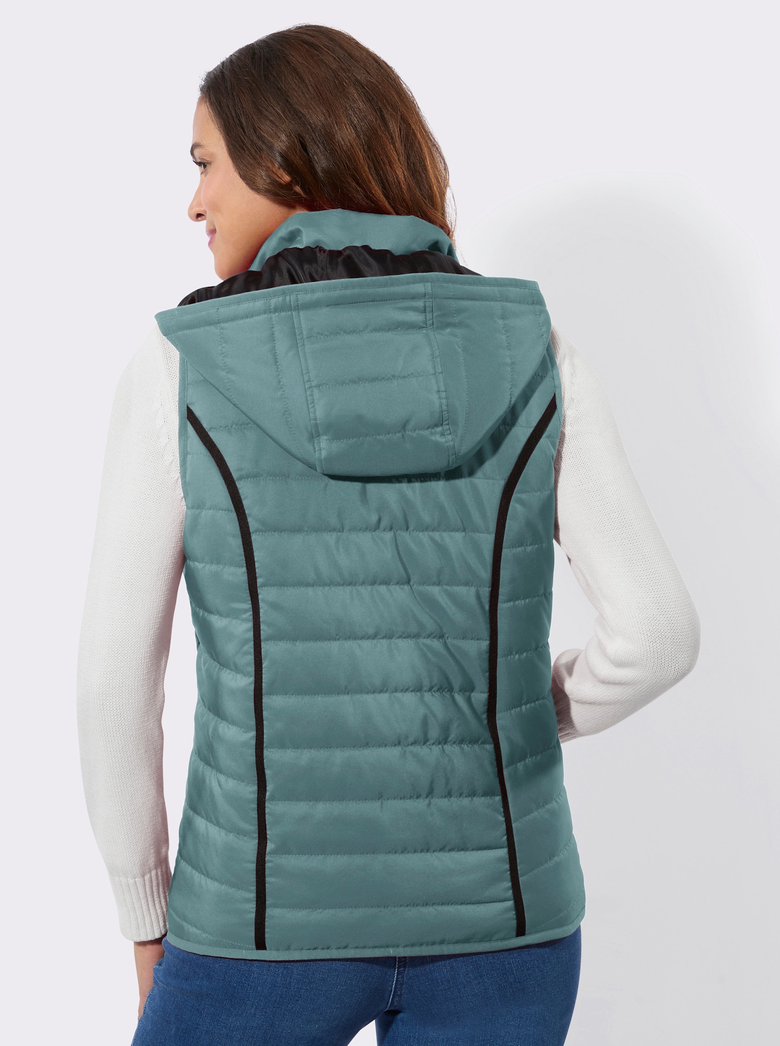 Steppweste mit abnehmbarer Kapuze - jade