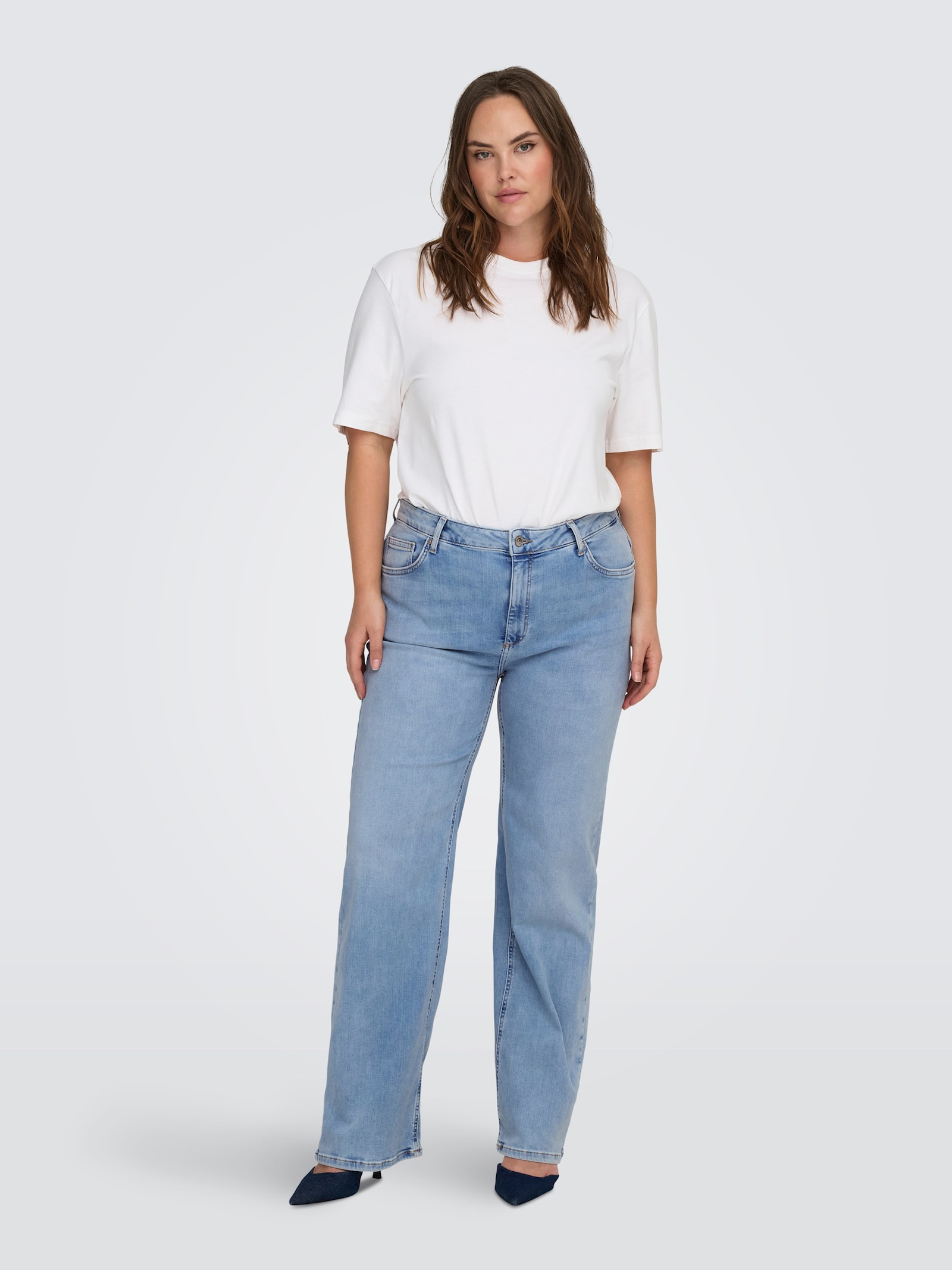 ONLY CARMAKOMA Weite Jeans - light blue denim
