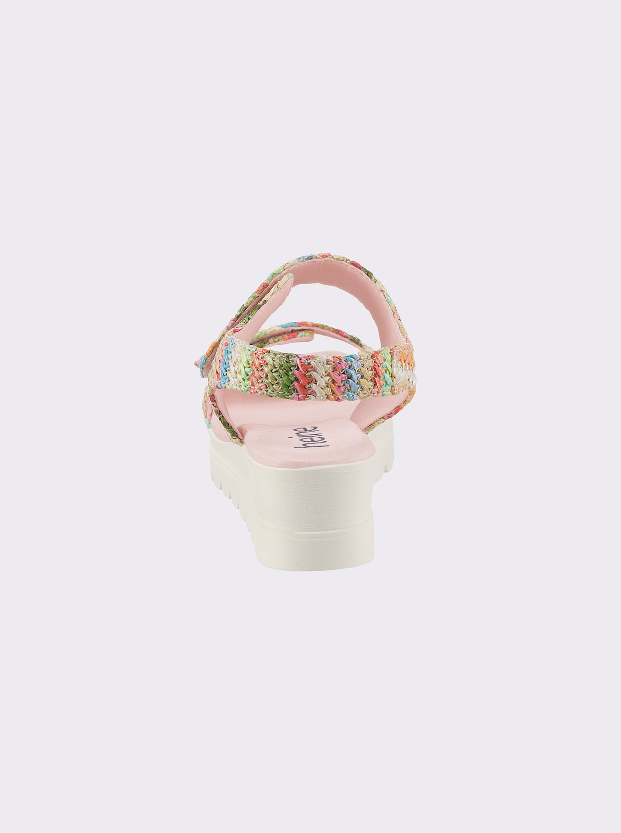 heine Sandaaltjes met sleehak - roze/bont
