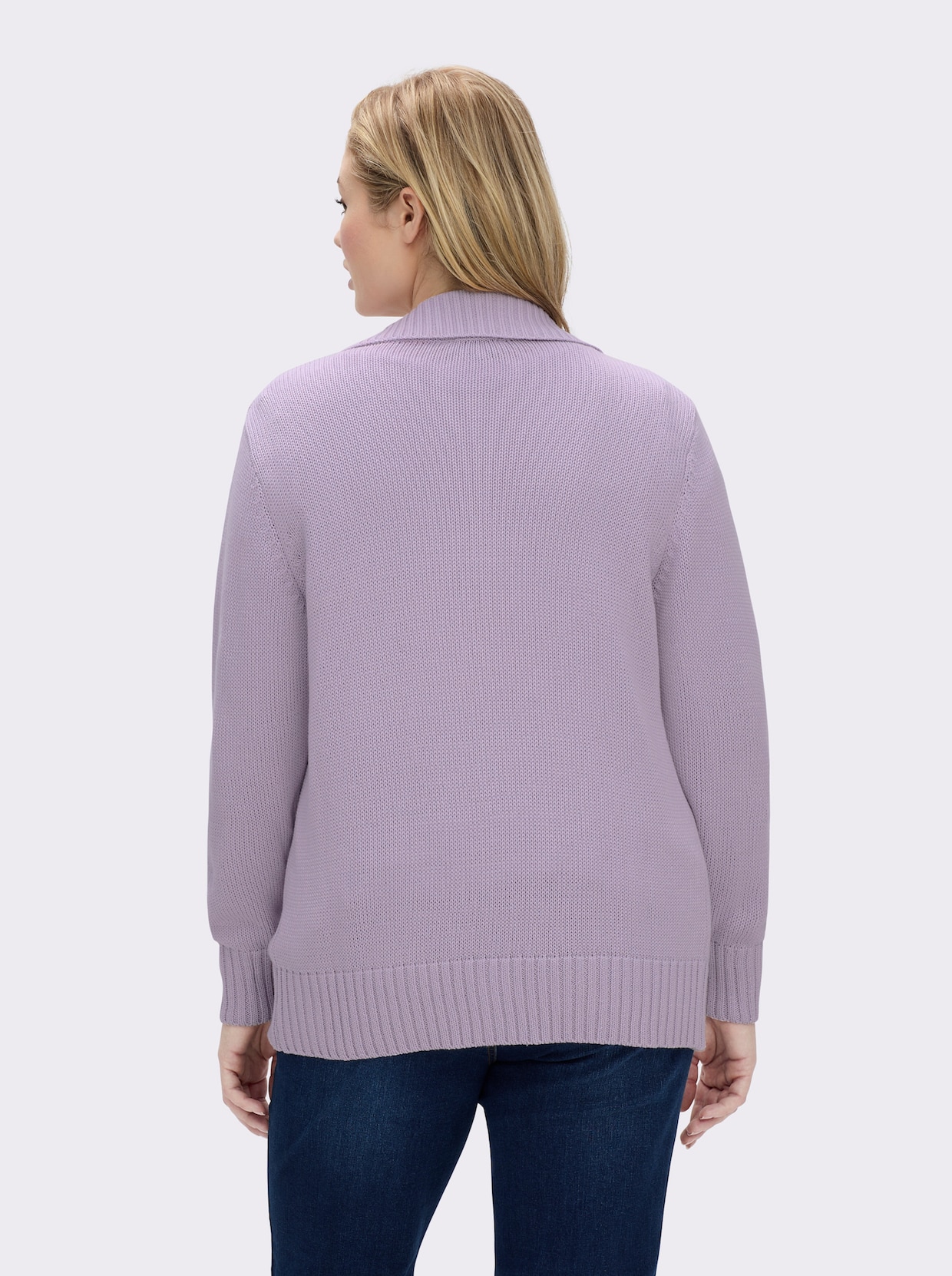 Strickjacke mit 2-Wege-Reißverschluss - flieder