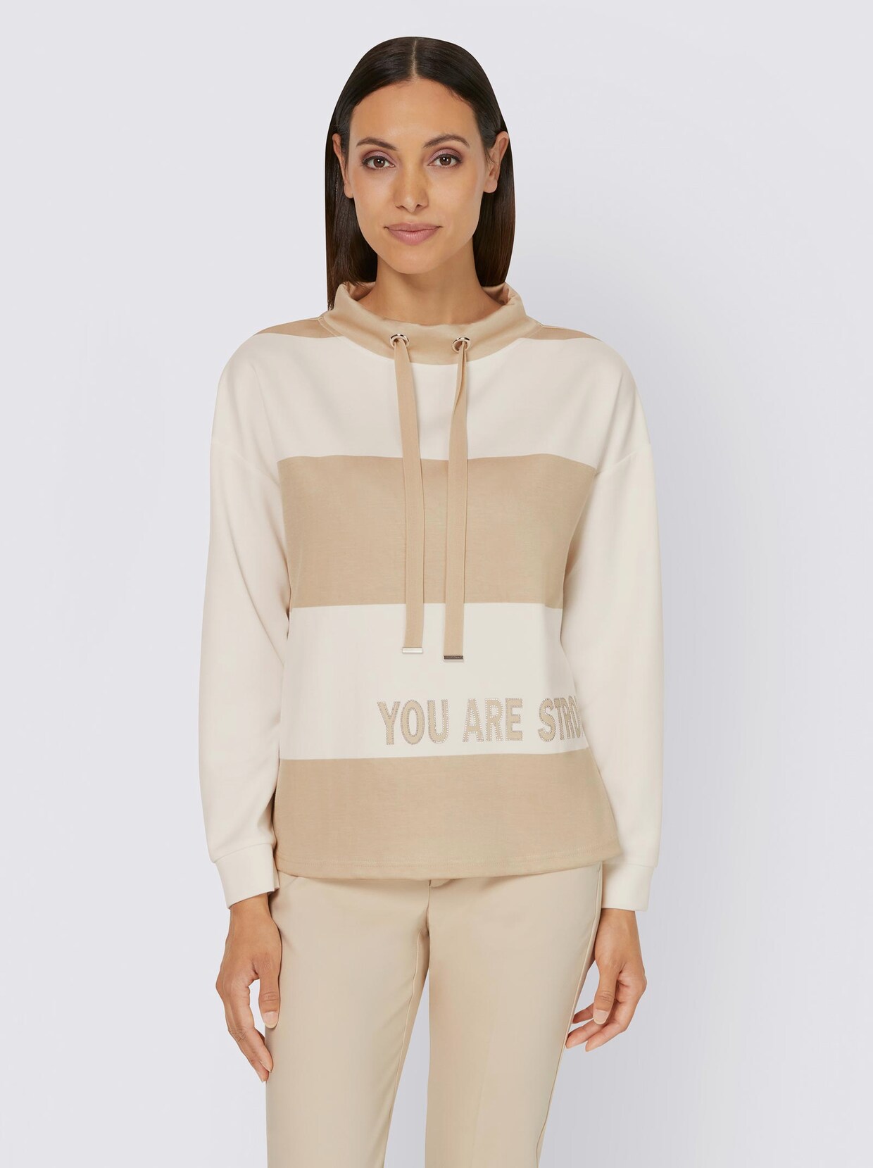 Rick Cardona Sweatshirt - sand-ecru-gestreift