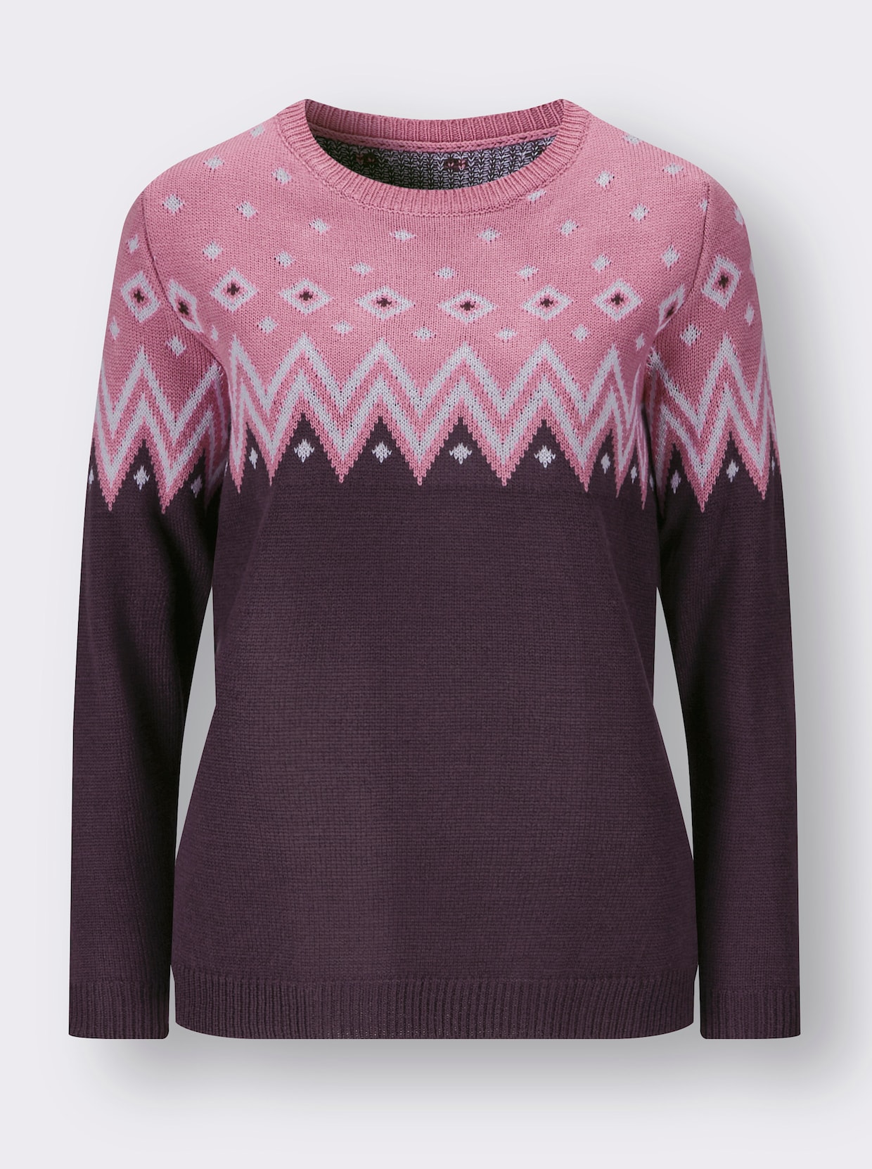 Norwegerpullover - burgund-altrosa-gemustert