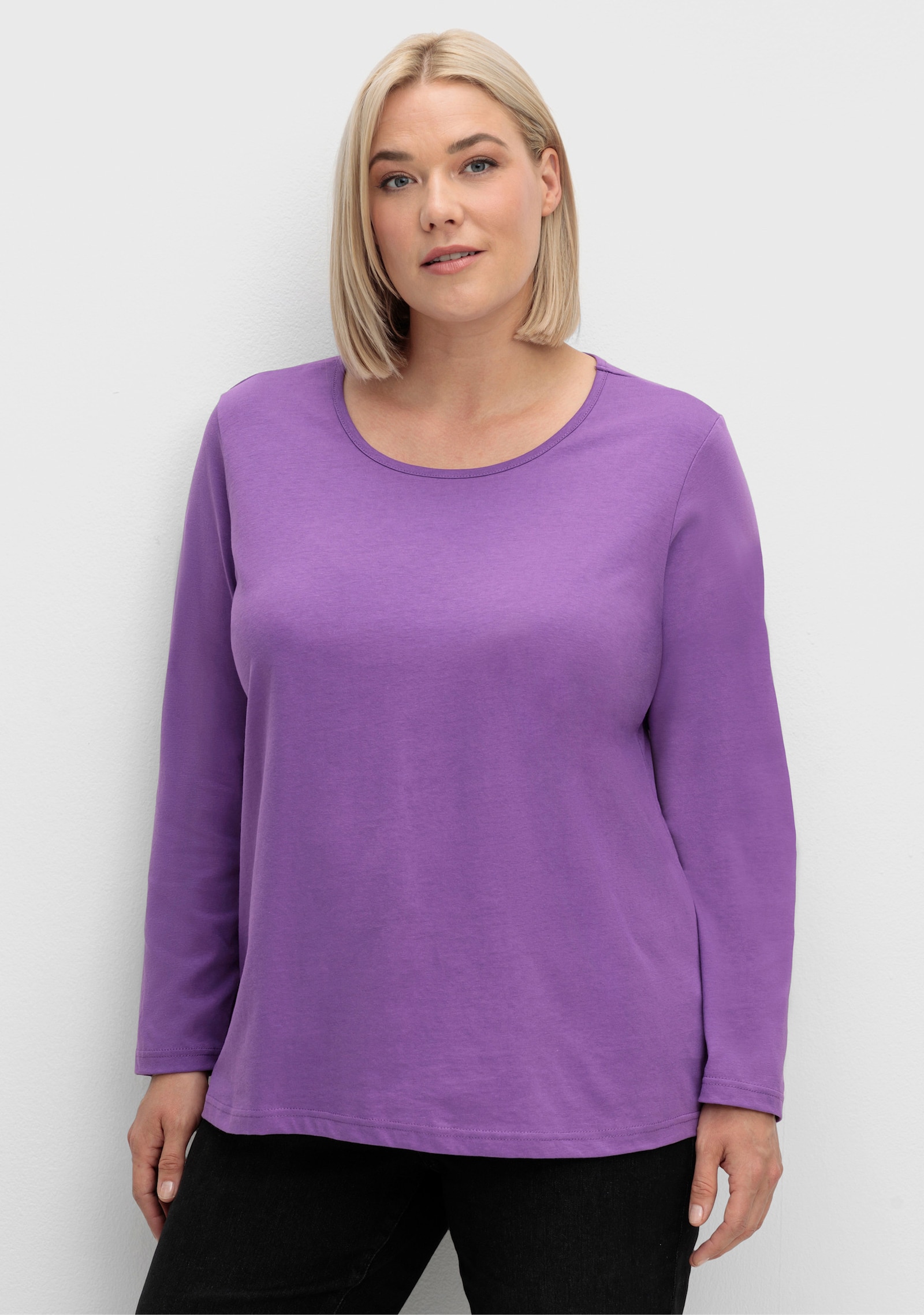 Langarmshirt in reiner Baumwolle - lila
