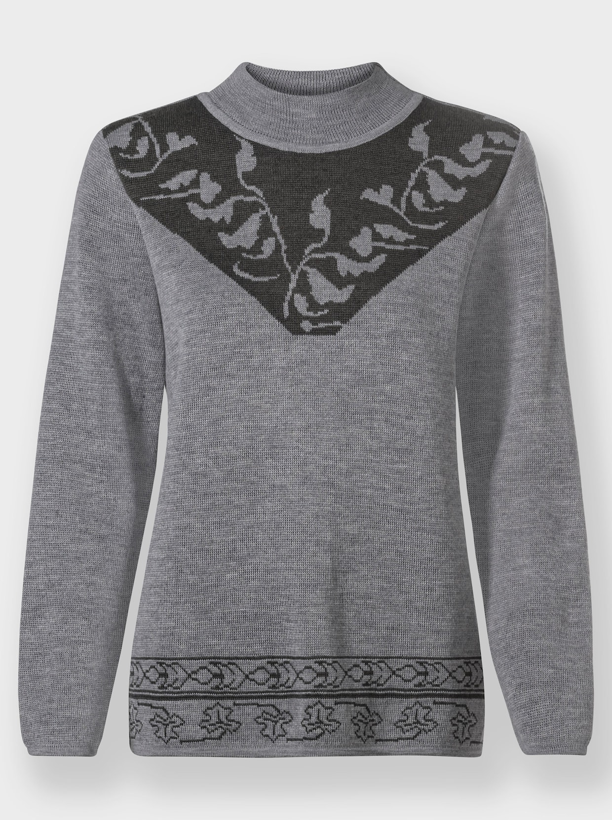 Pullover met ronde hals - steengrijs/gemêleerd