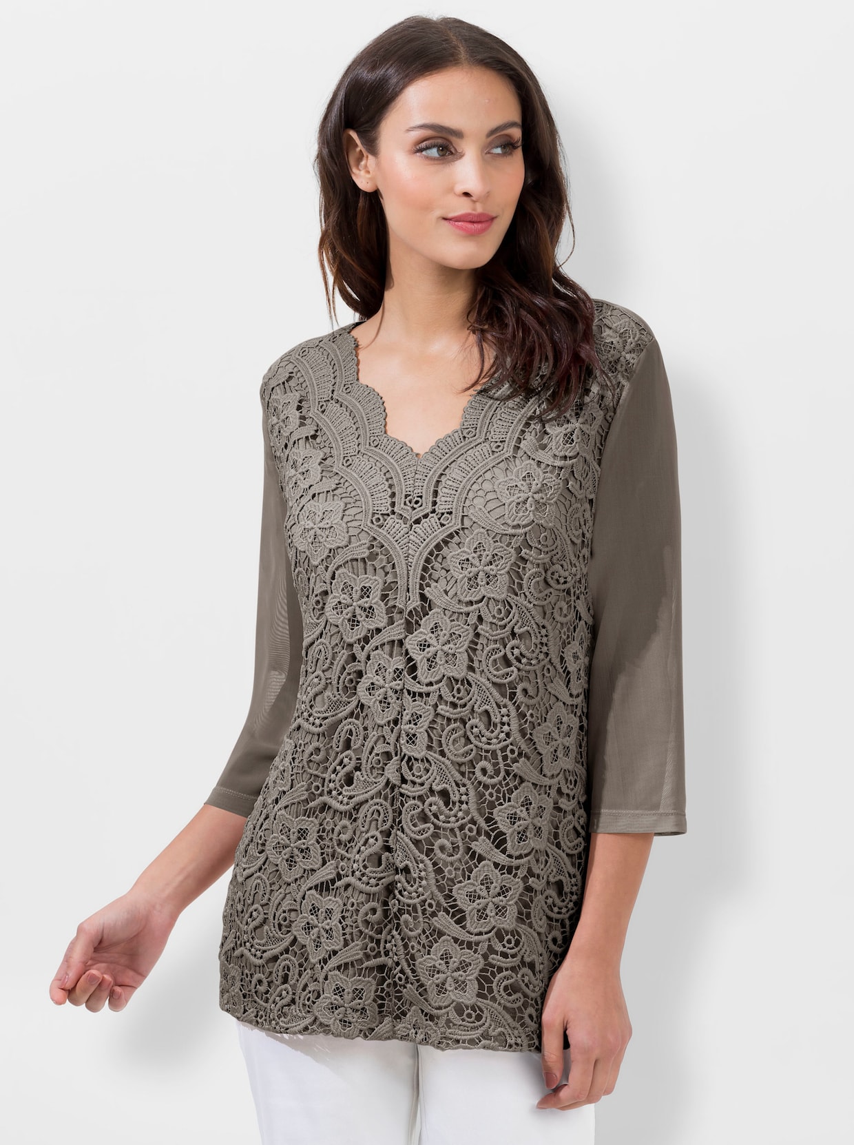 Kanten shirt - taupe