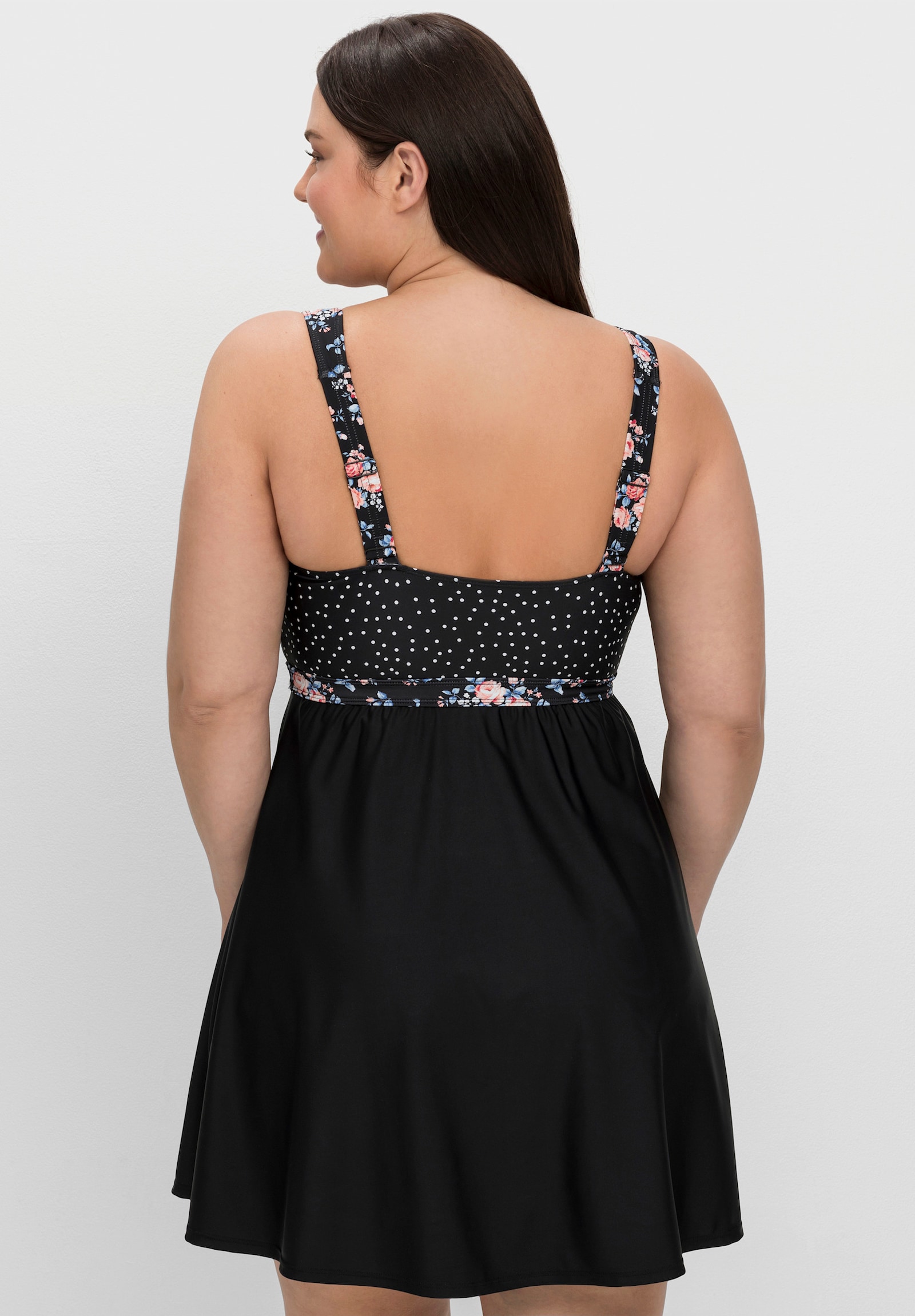 sheego Tankini-Oberteil im Muster-Mix - schwarz-gepunktet