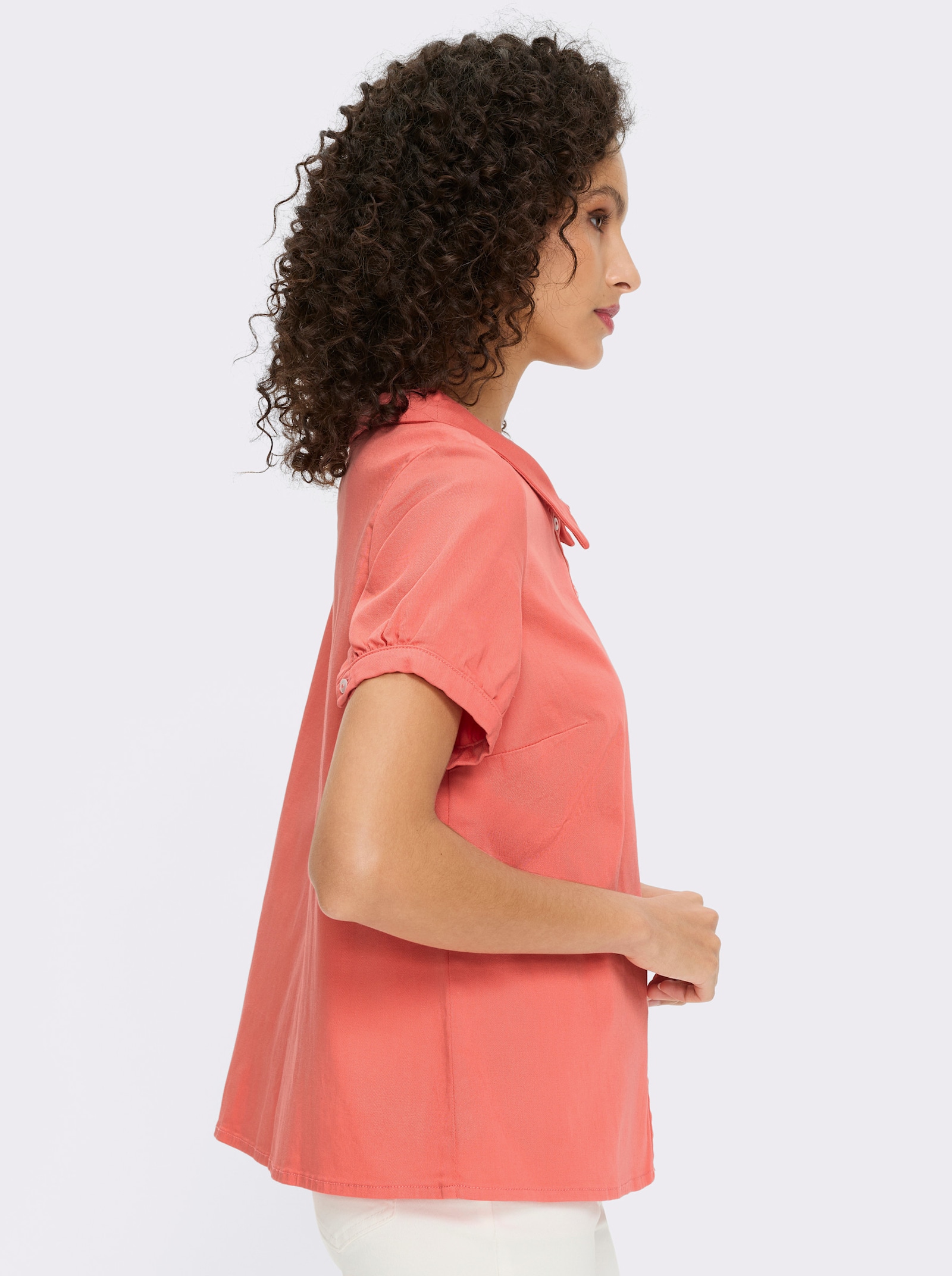 heine Jeansbluse mit Bubikragen - koralle