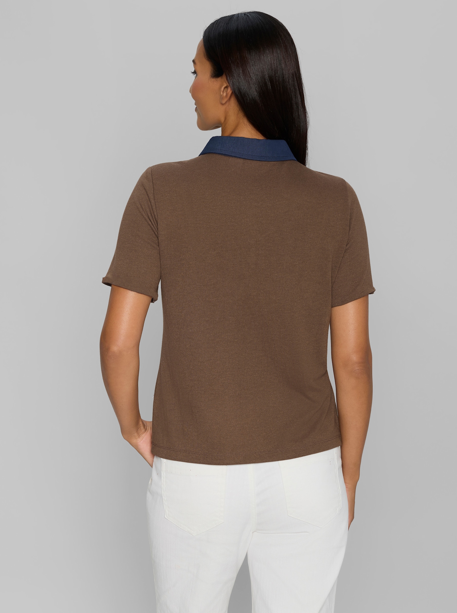 heine Poloshirt mit Denim-Details - schoko