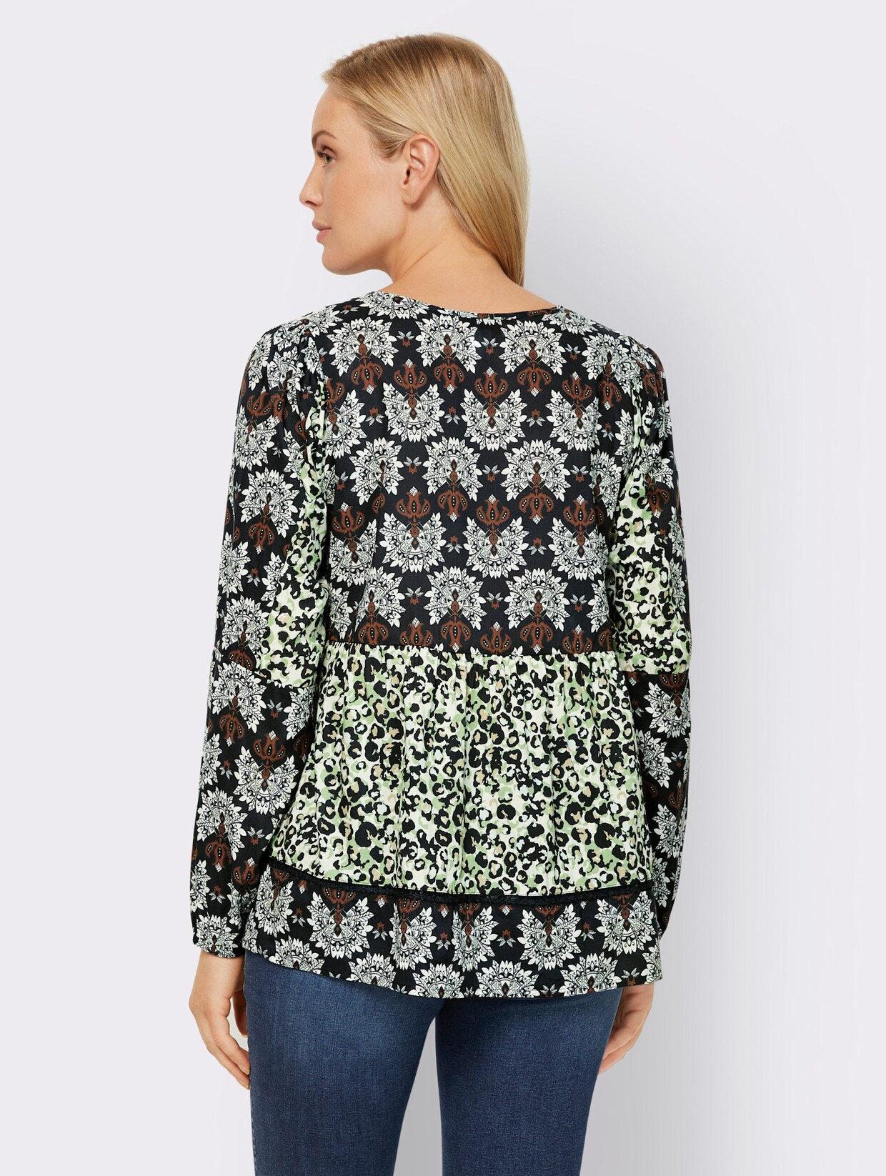 heine Blouse met print - zwart-eucalyptus bedrukt