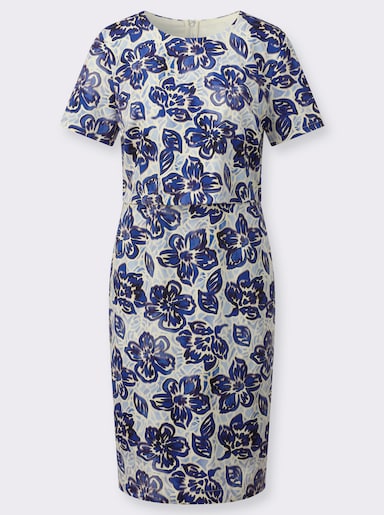 Druckkleid in 2-in-1-Optik - royalblau-marine-bedruckt