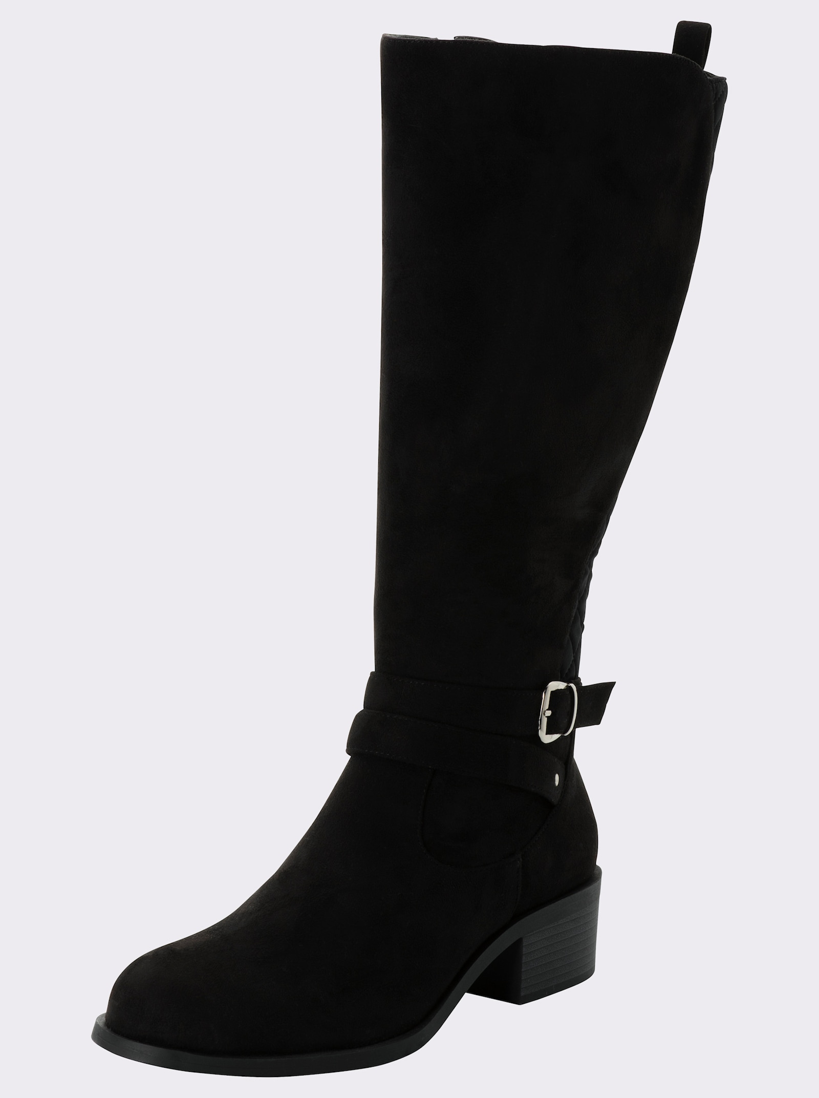 sheego Weitschaftstiefel im Materialmix - schwarz