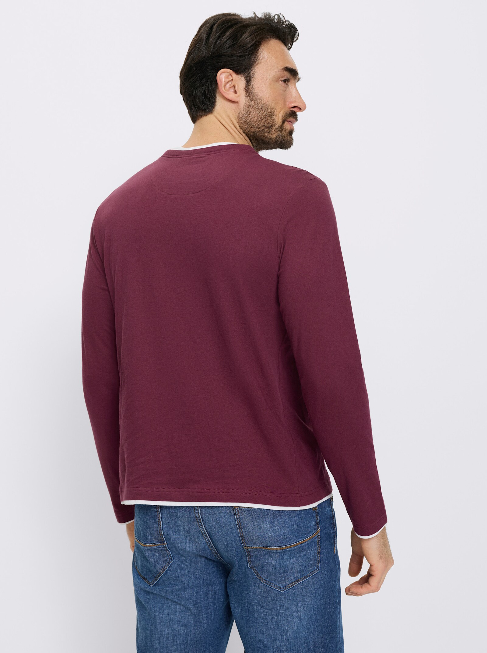 Catamaran Langarmshirt im Doppelpack - grau-meliert + bordeaux