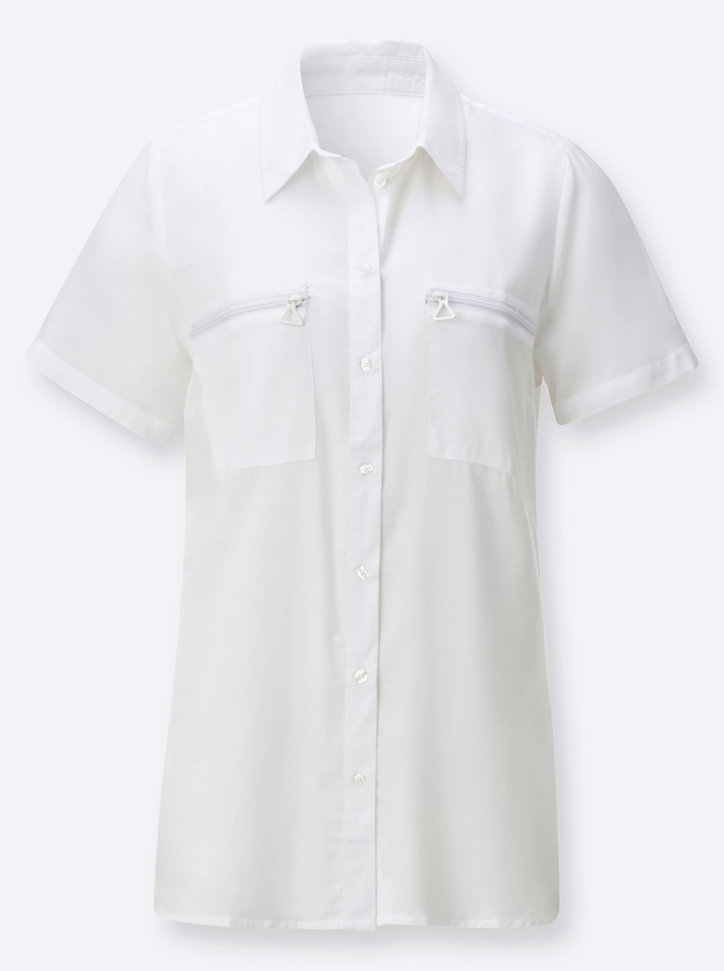 Damen Longbluse mit langen Seitenschlitzen weiß, Größe 36 - Bild 3