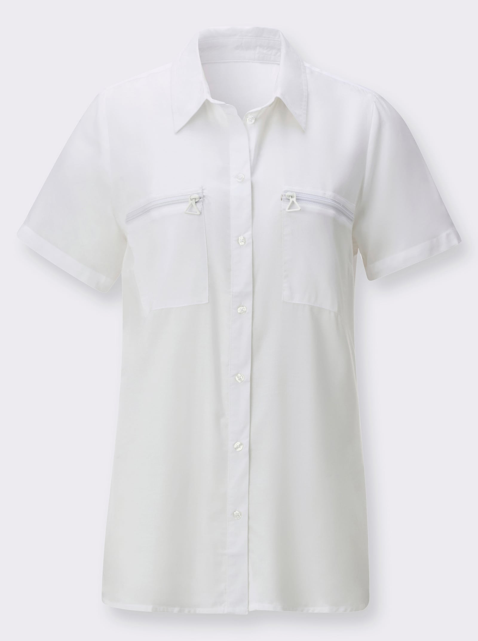 Longbluse mit langen Seitenschlitzen - weiss