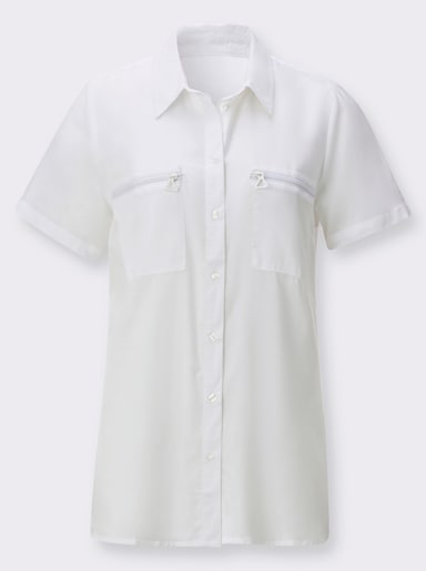 Longbluse mit langen Seitenschlitzen - weiß