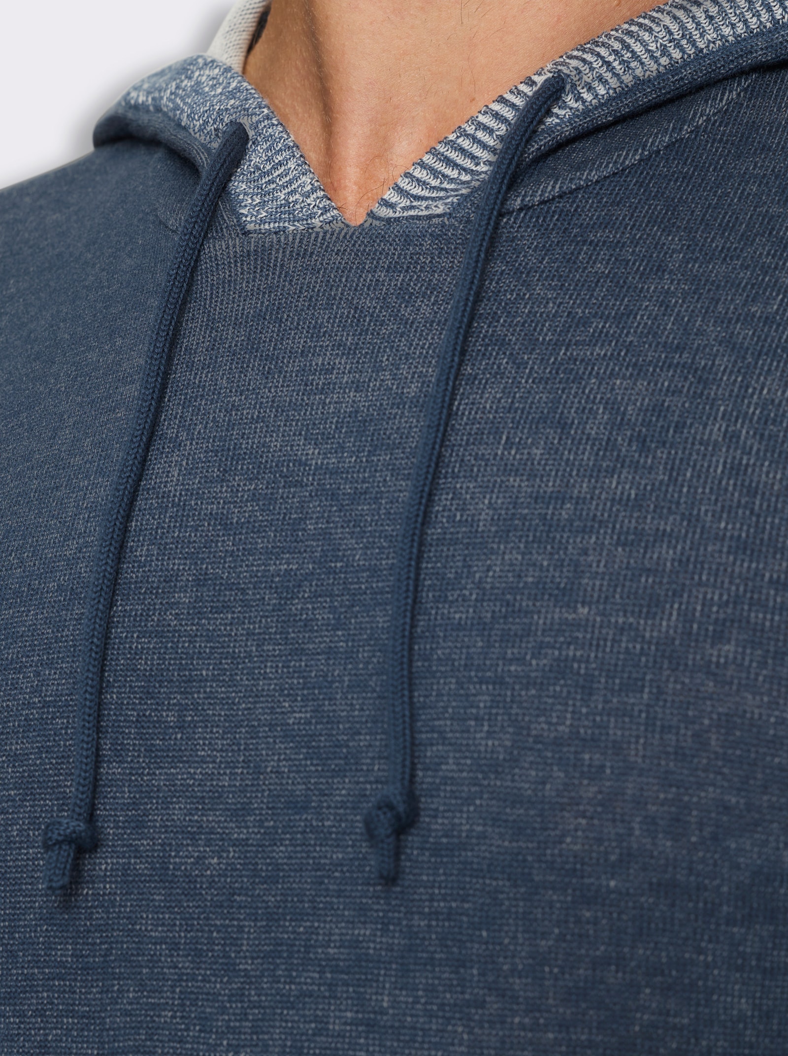 Marco Donati Kapuzenpullover mit 50% Baumwolle, meliert - dunkelblau