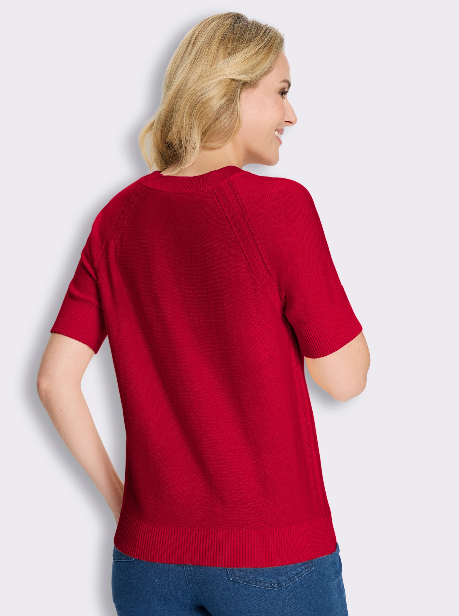 Kurzarmpullover mit Raglan-Ärmeln - rot