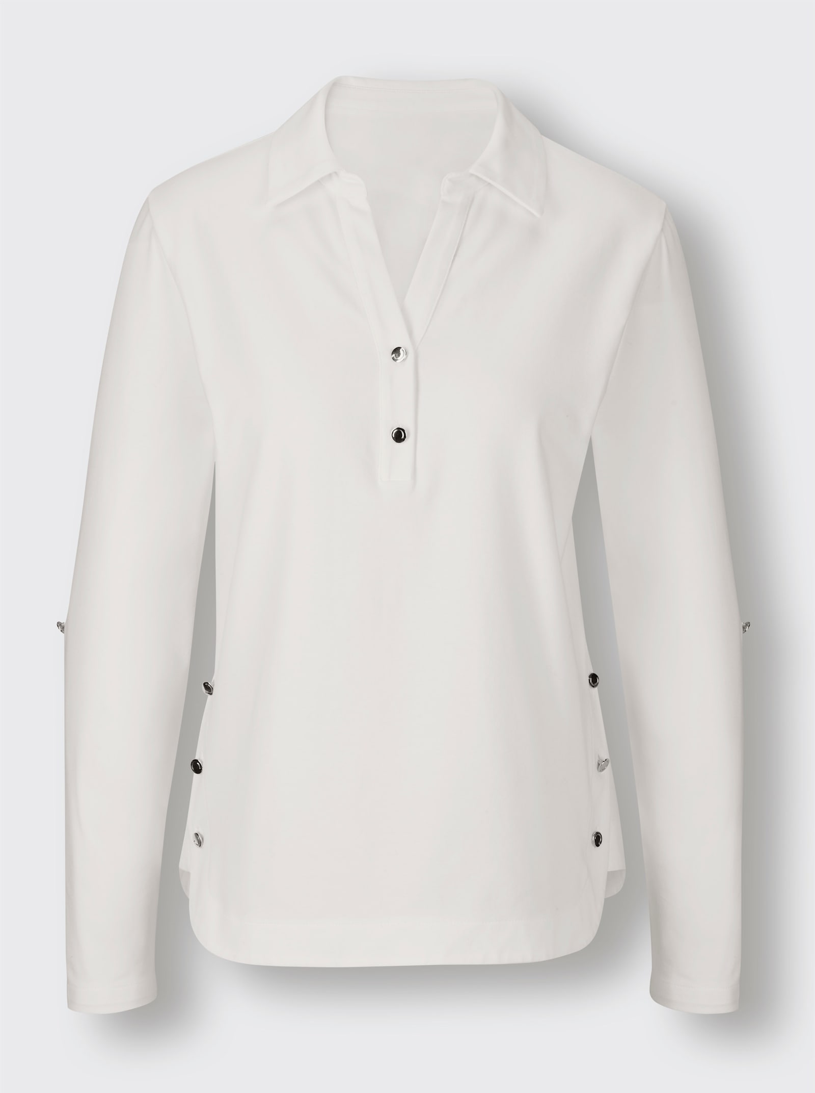 CREATION L PREMIUM Poloshirt Mit abgerundetem Saum - ecru