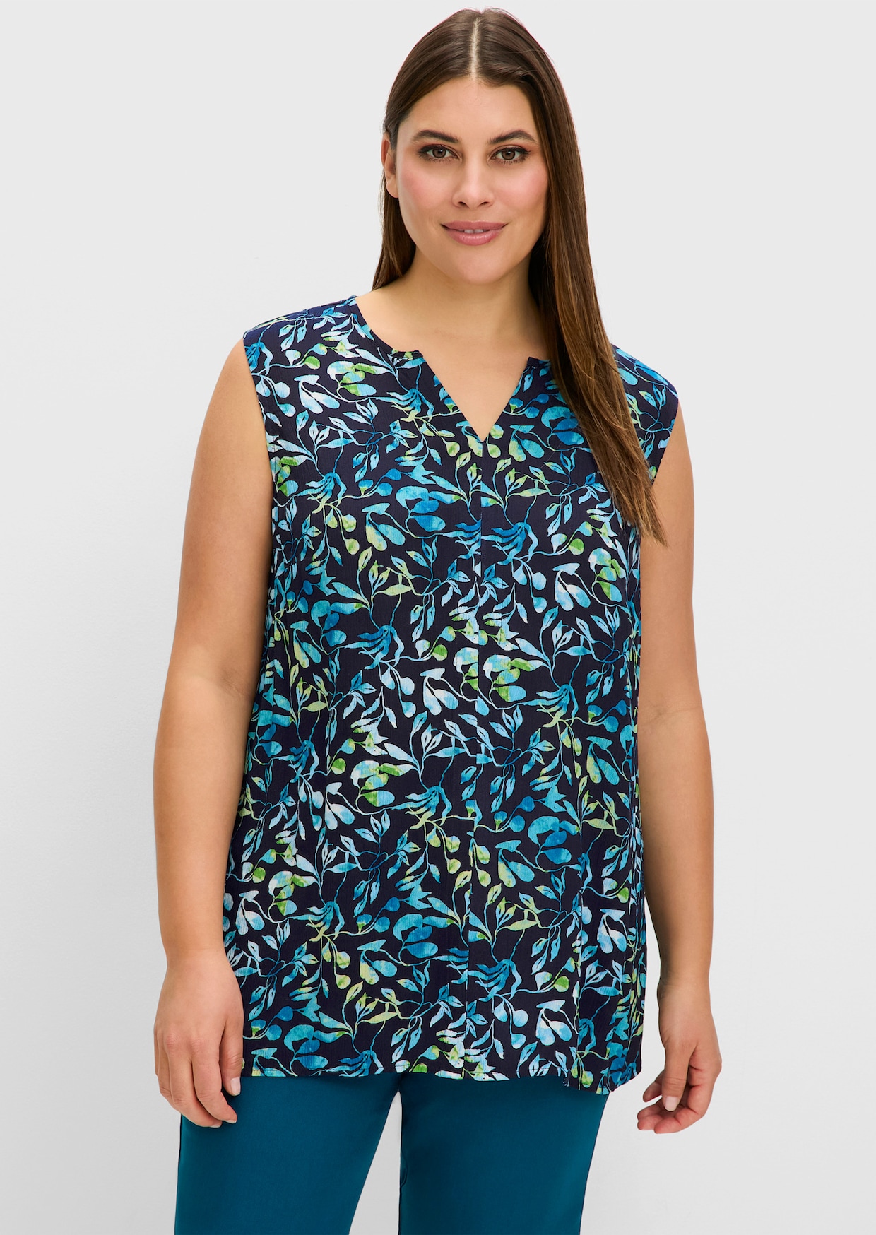 sheego Blusentop - tiefblau-bedruckt