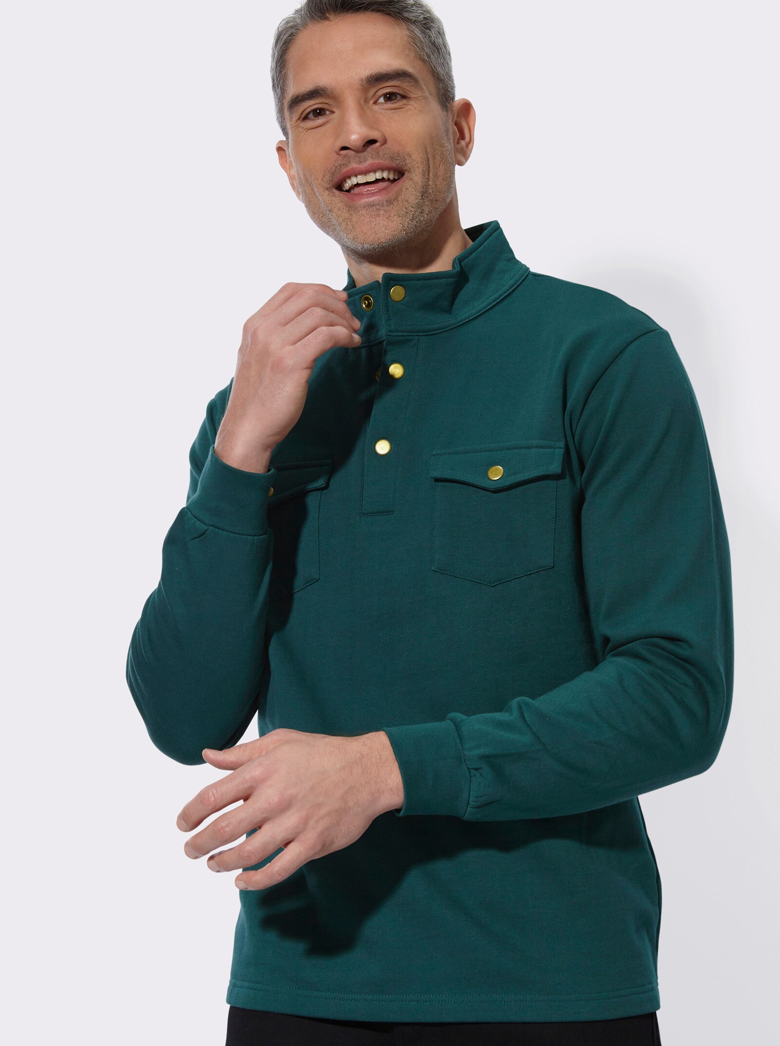 Sweatshirt mit Stehkragen - petrol