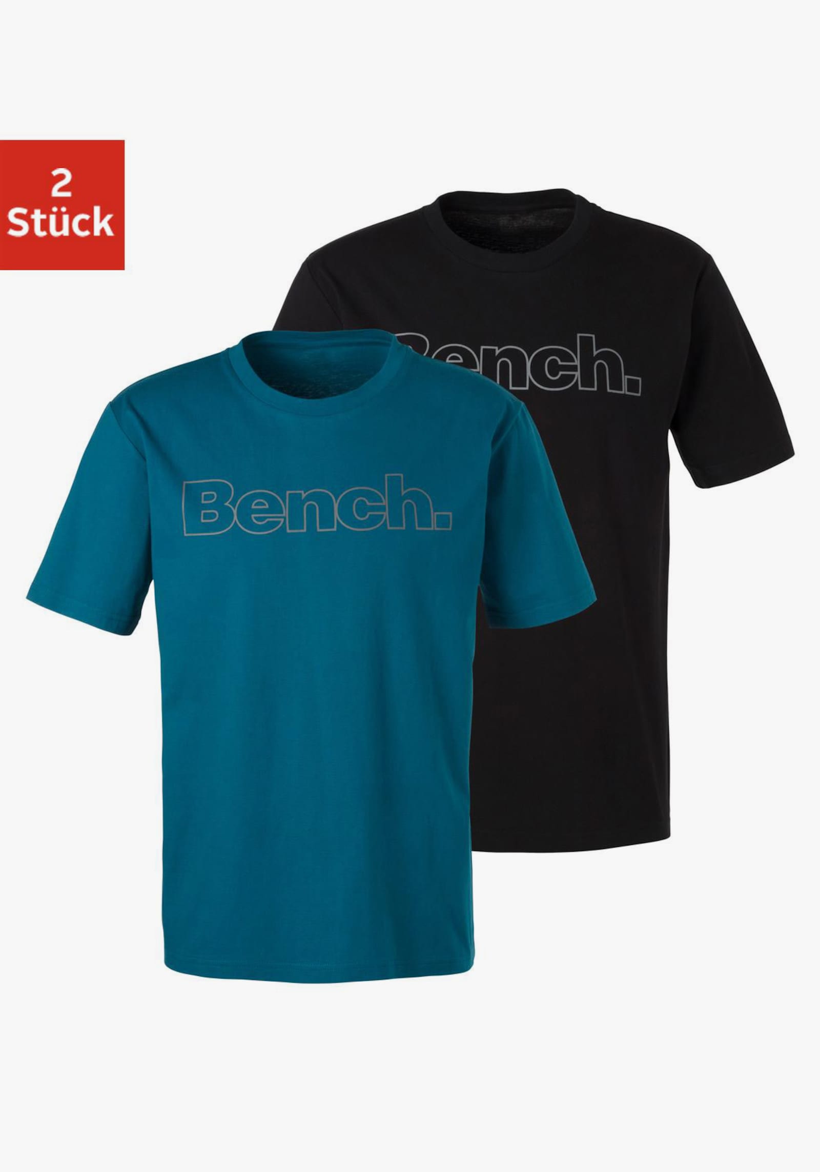 Bench. Loungewear T-Shirt - petrol, schwarz