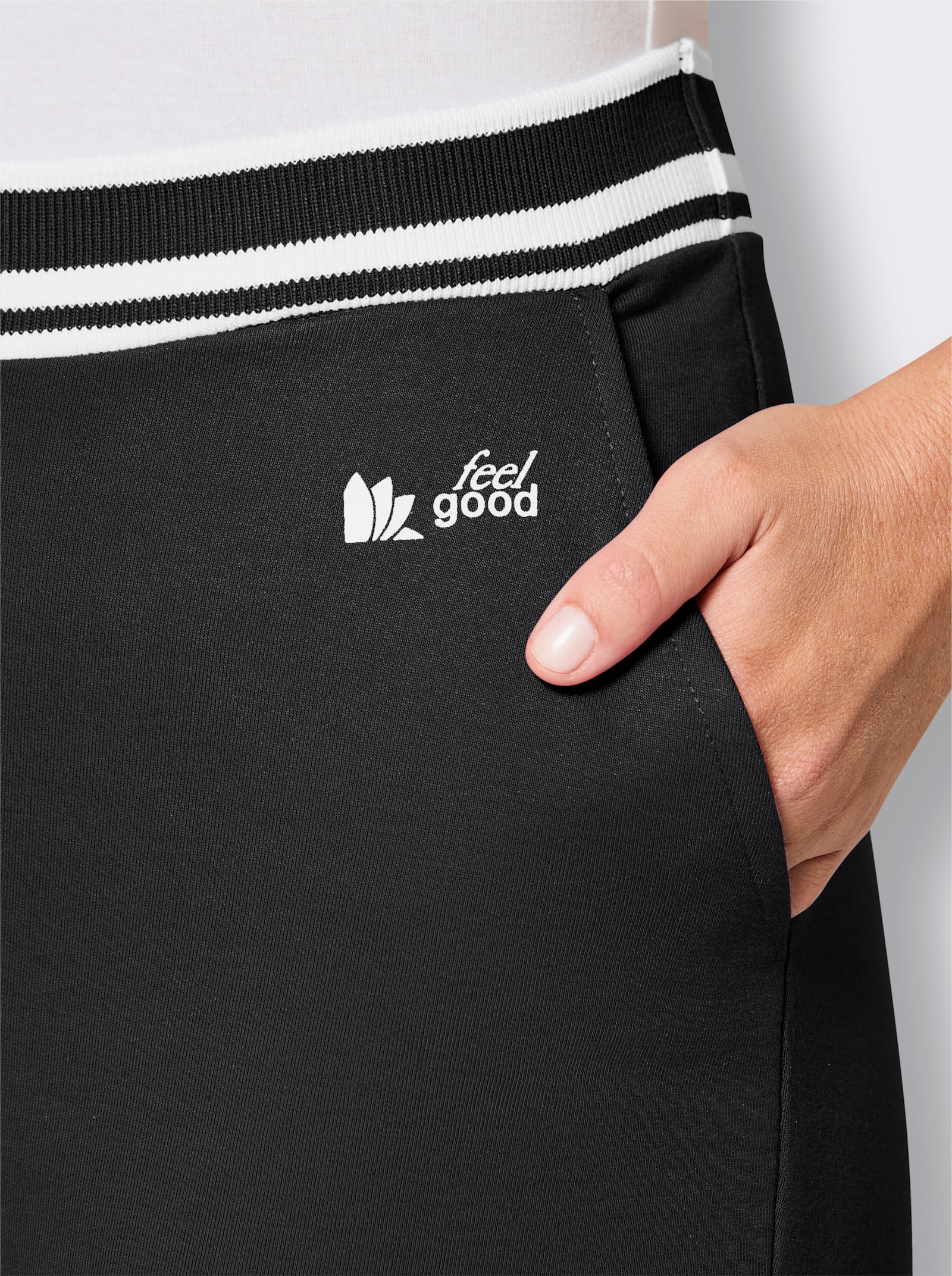 feel good Dehnbund-Hose aus Sweatware - schwarz-weiß