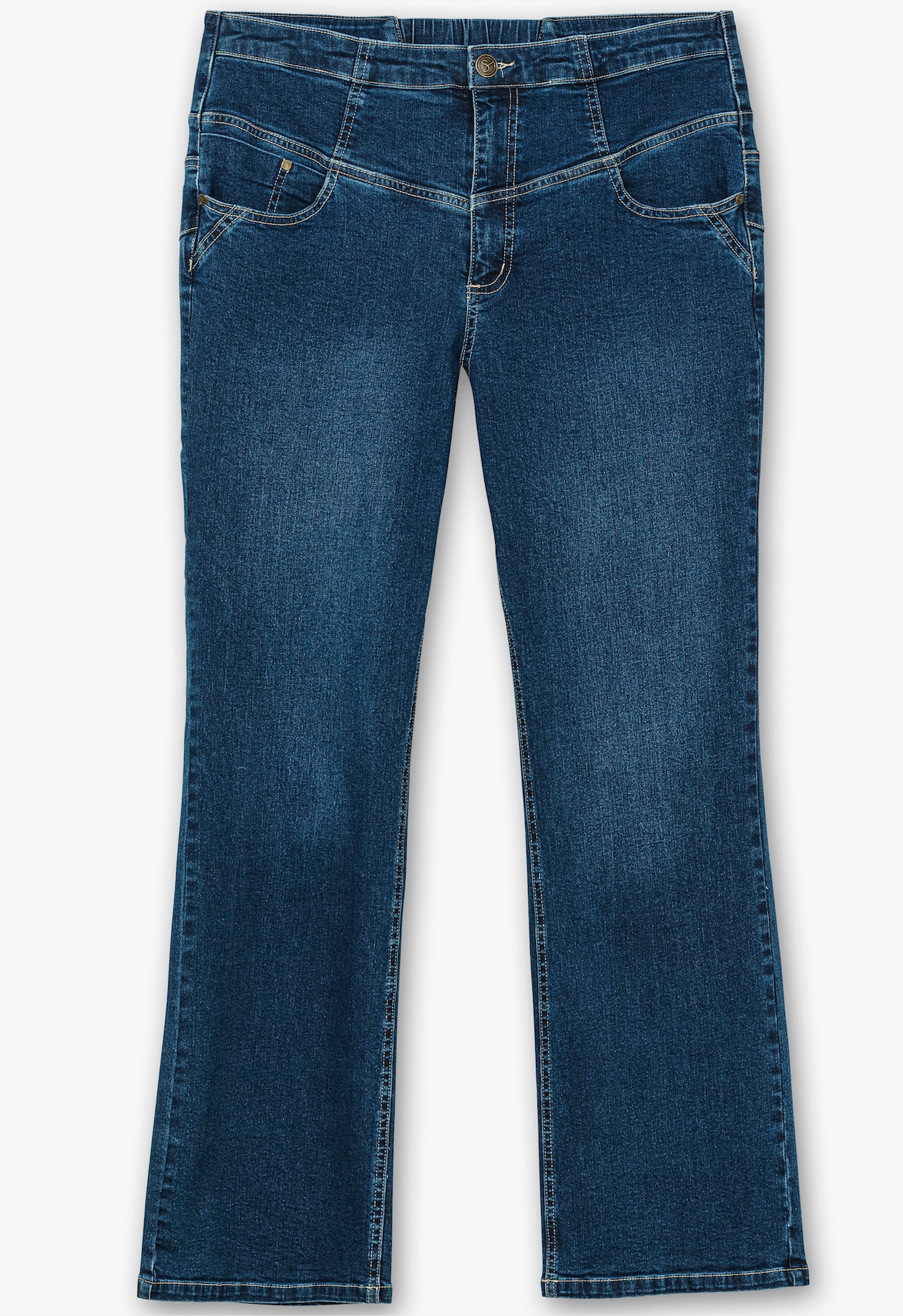 sheego Bootcut-Jeans mit High-Waist-Bund - dark blue denim