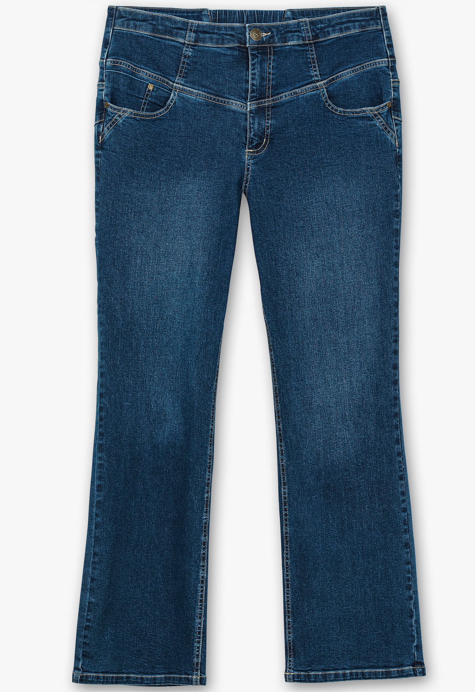 sheego Bootcut-Jeans mit High-Waist-Bund - dark blue denim