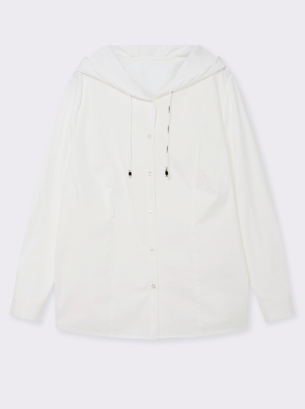 Langarmbluse mit Kapuze - ecru