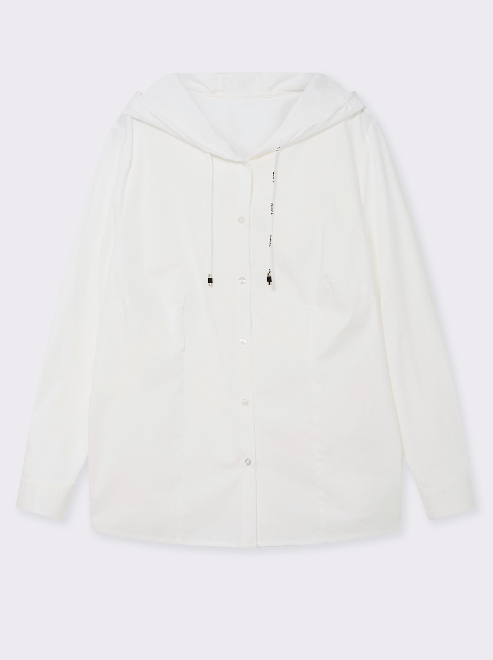 Langarmbluse mit Kapuze - ecru