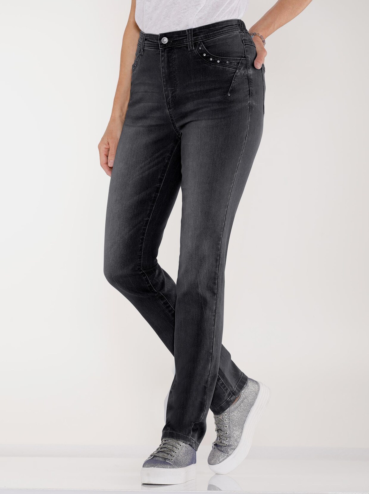 Jeans - black-denim